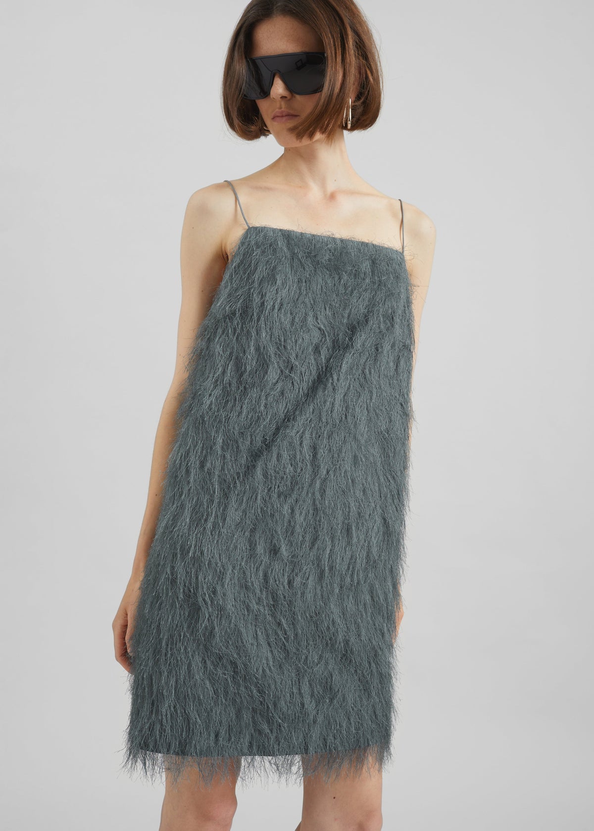 Biarritz Fringed Mini Dress - Storm Grey - 6