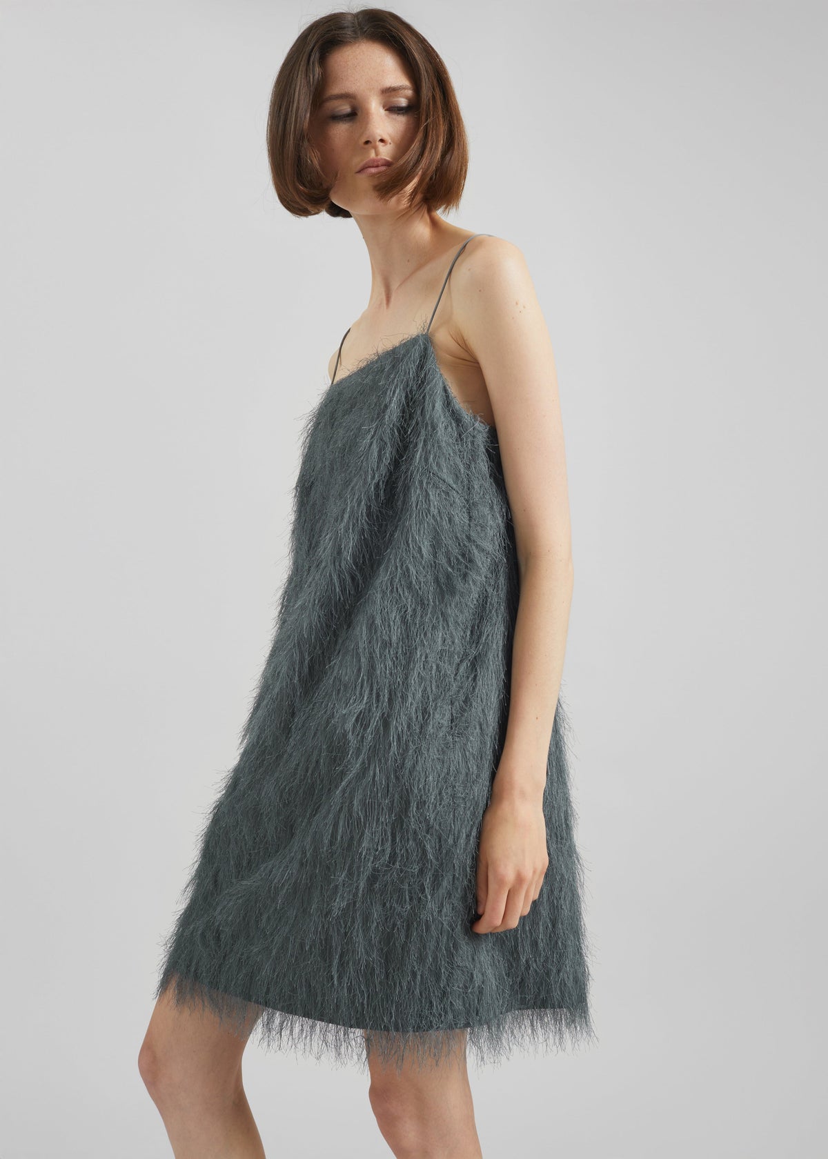 Biarritz Fringed Mini Dress - Storm Grey - 4