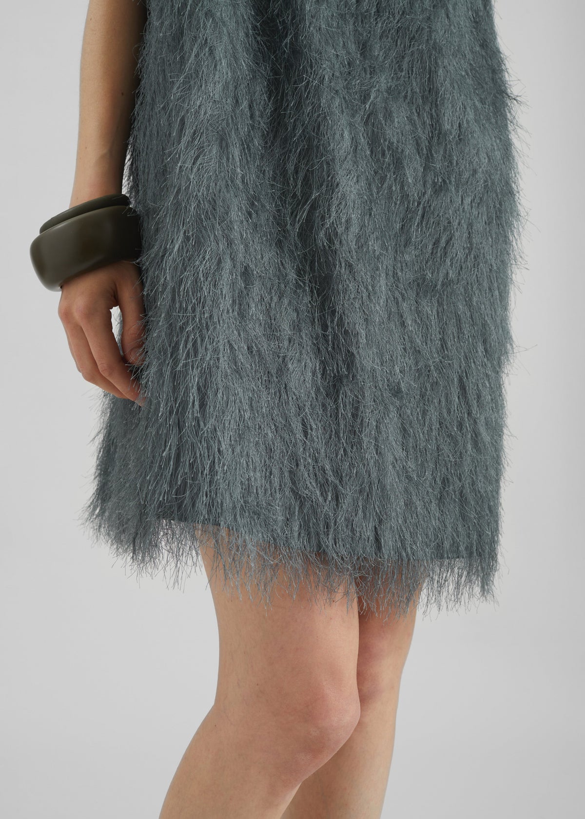 Biarritz Fringed Mini Dress - Storm Grey - 8