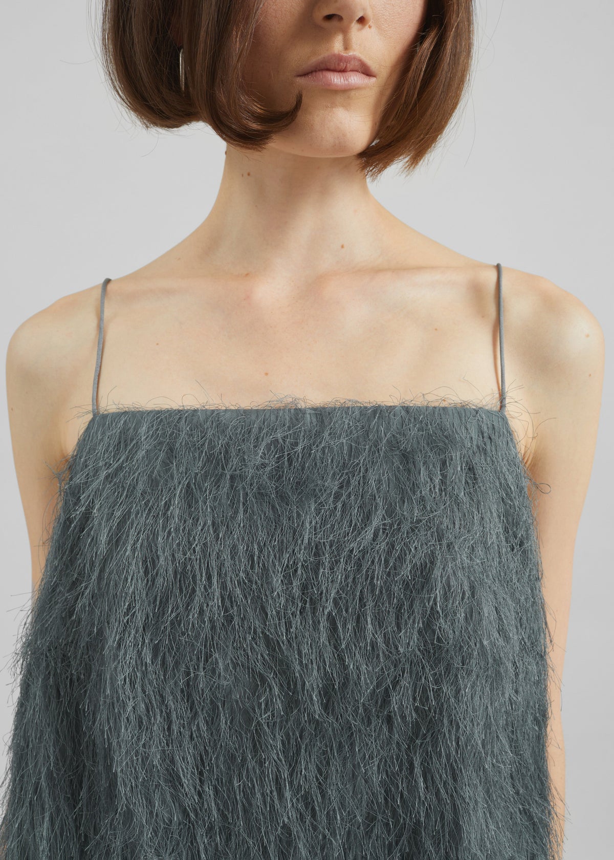 Biarritz Fringed Mini Dress - Storm Grey - 5
