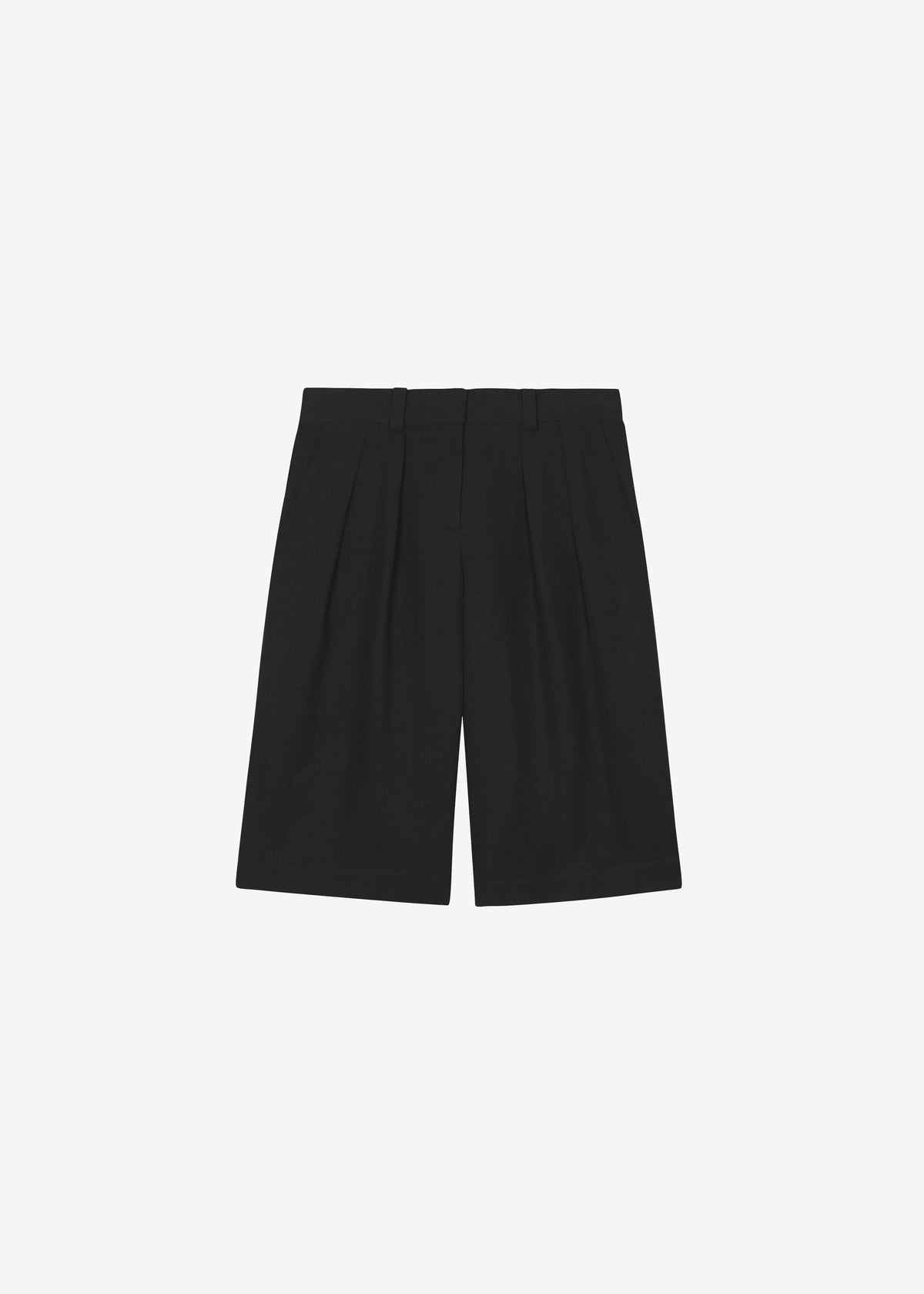 Bilbao Pleated Linen Bermuda Shorts - Black - 6