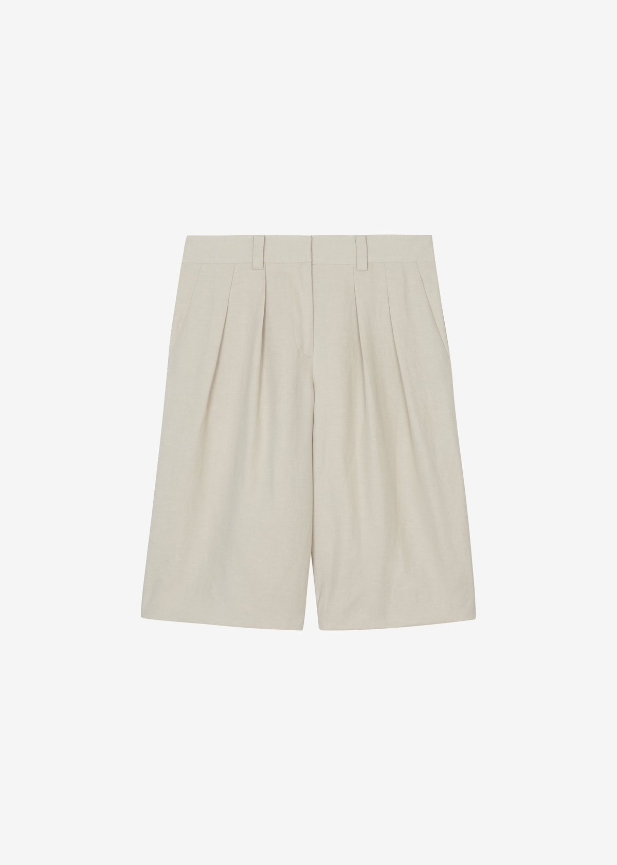 Bilbao Pleated Linen Bermuda Shorts - Cement - 6