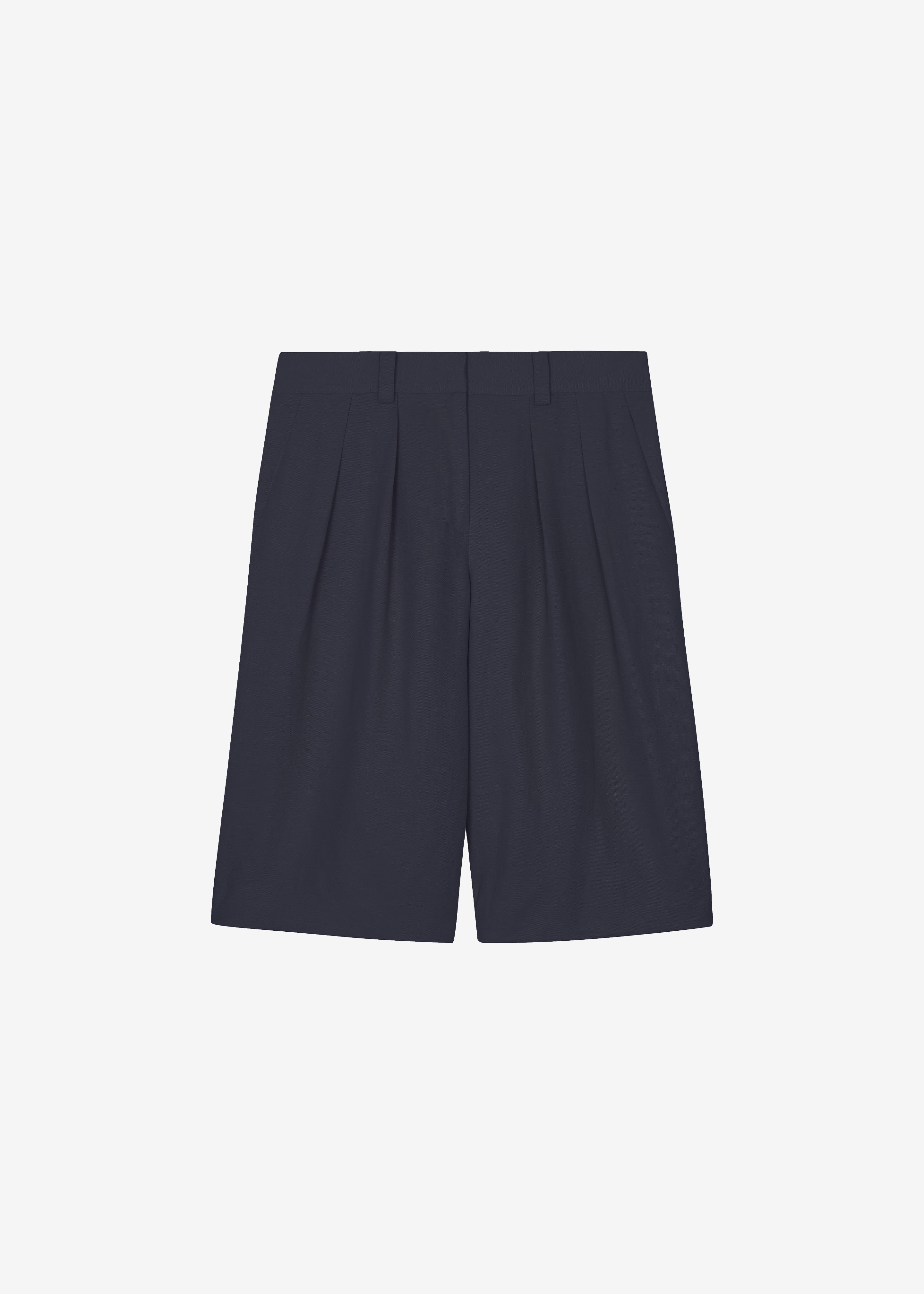 Bilbao Pleated Bermuda Shorts - Navy - 6