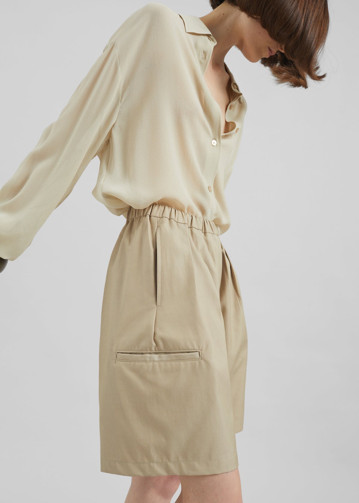 Bora Cotton Chino Shorts - Beige - 1
