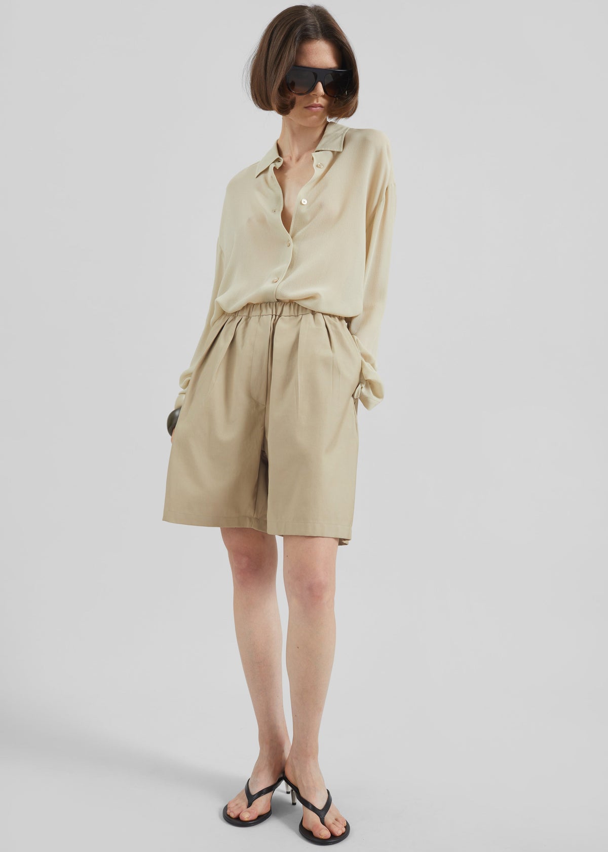 Bora Cotton Chino Shorts - Beige - 6