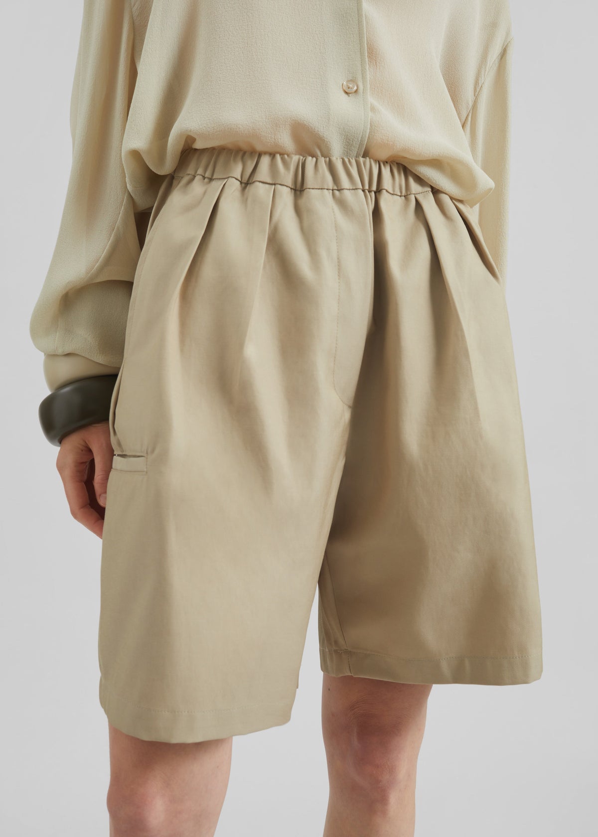 Bora Cotton Chino Shorts - Beige - 5