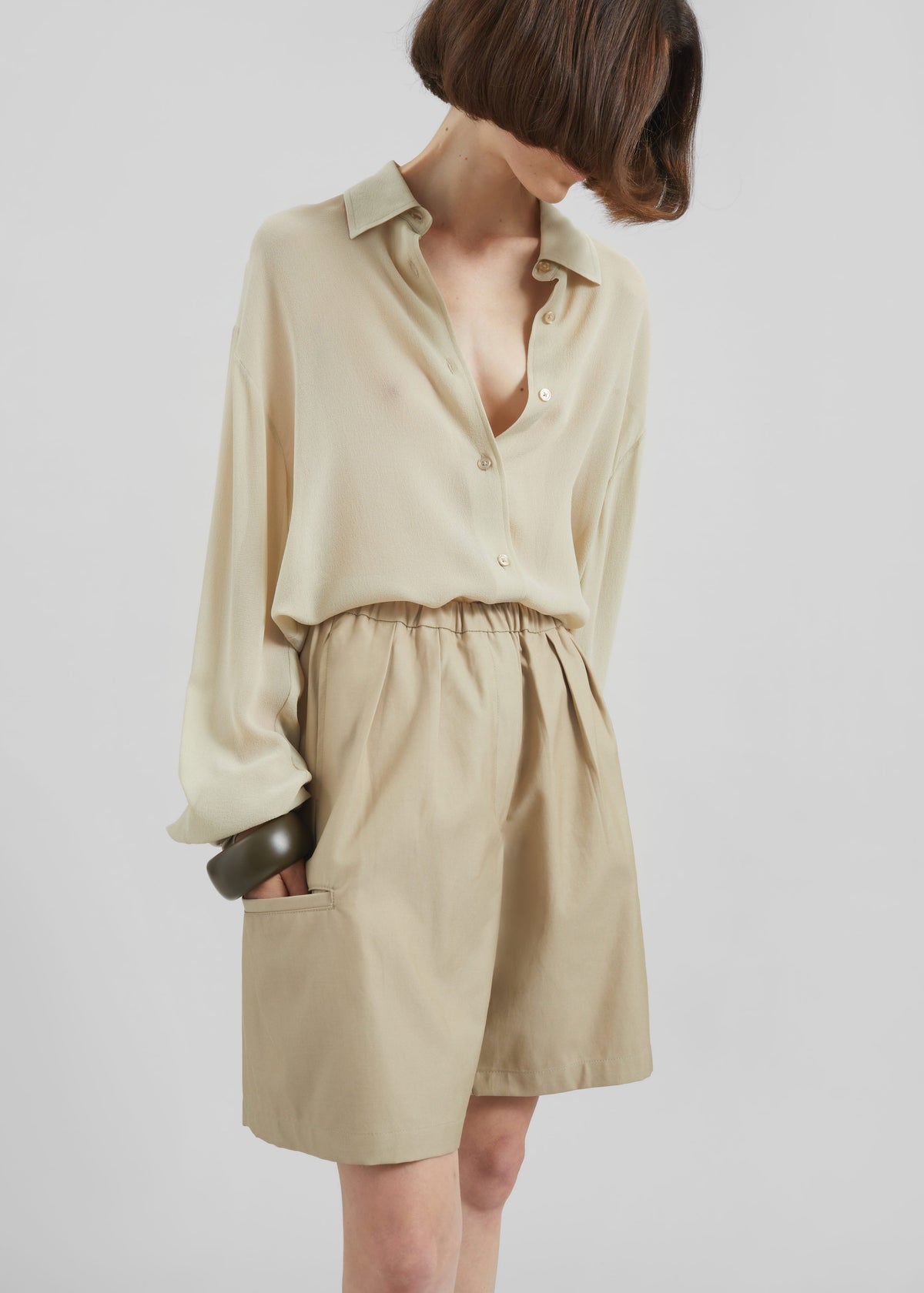 Bora Cotton Chino Shorts - Beige - 4