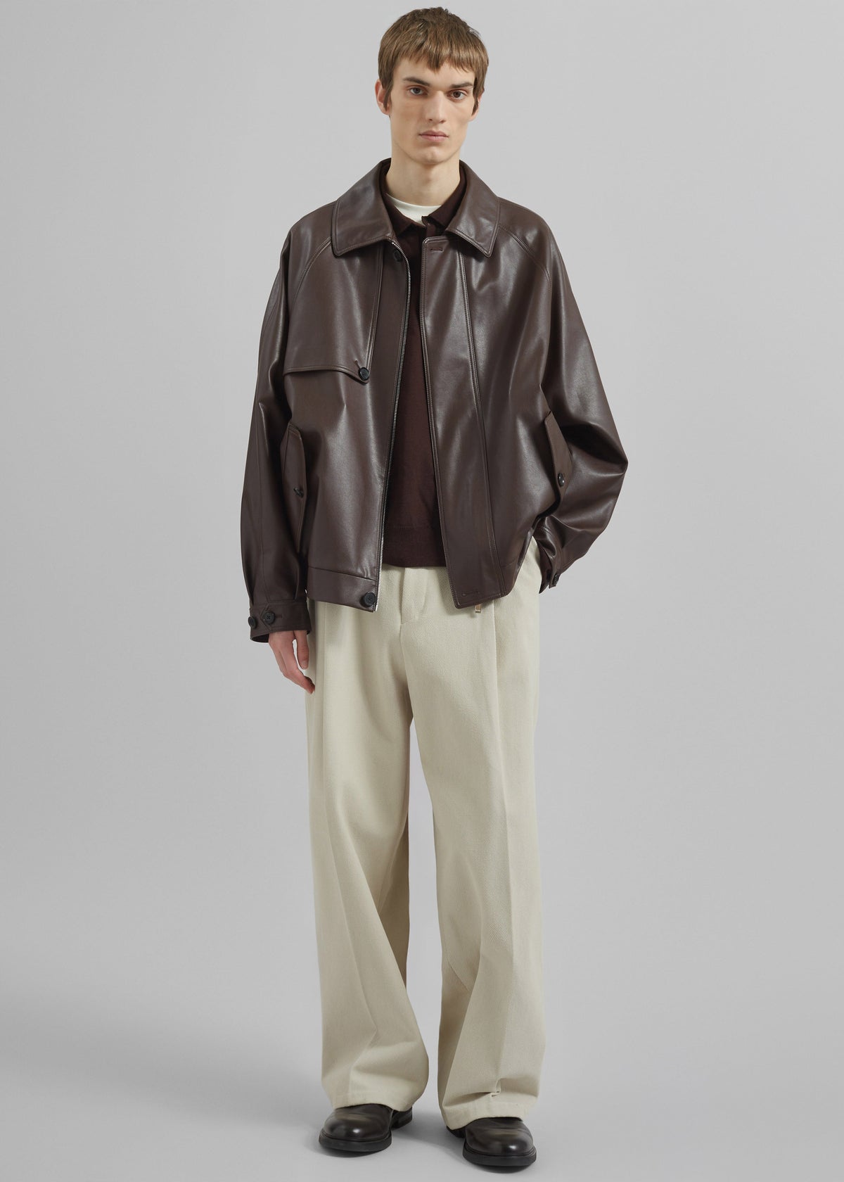 Borken Pleated Twill Pants - Ivory - 6