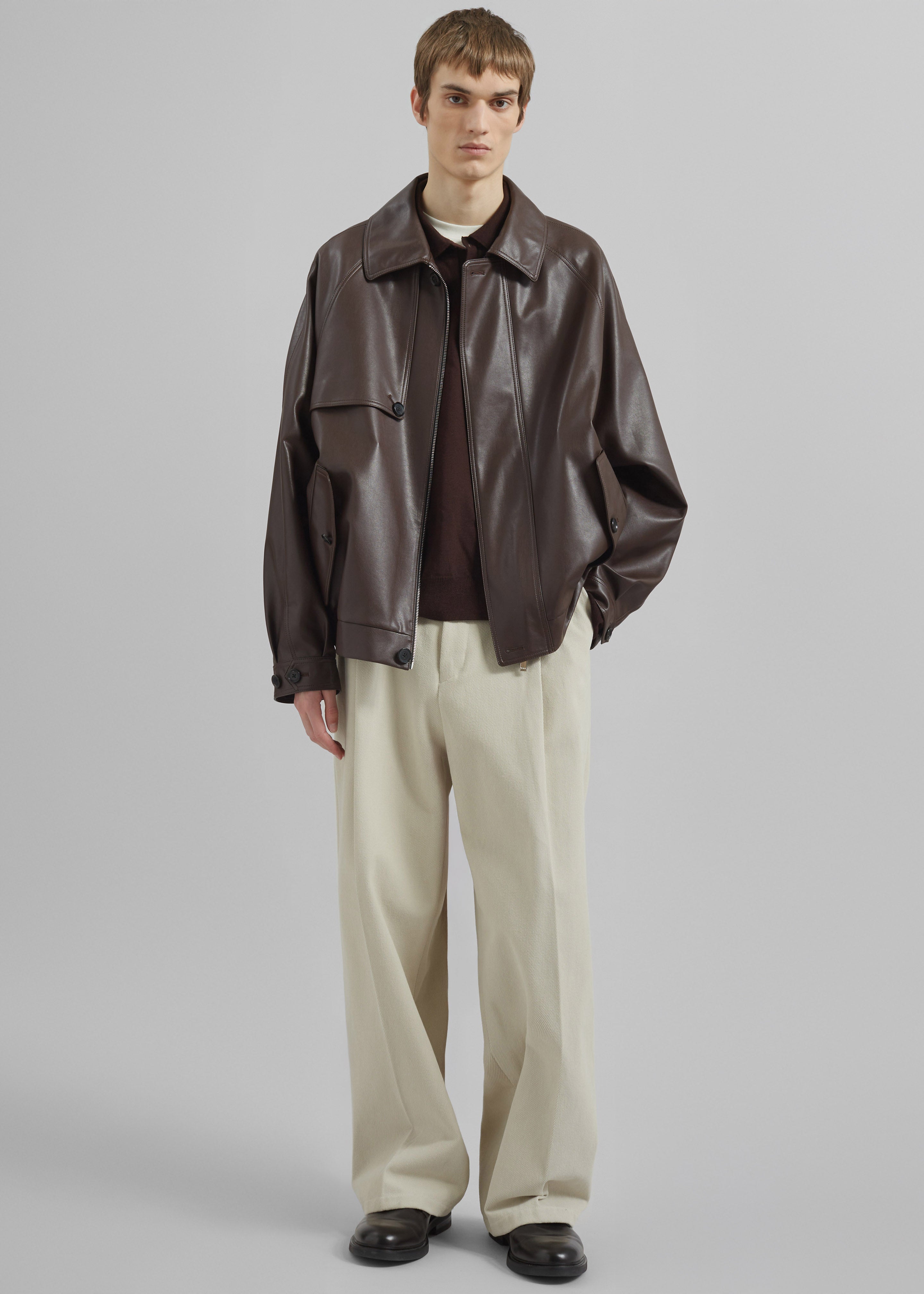 Borken Pleated Twill Pants - Ivory - 6