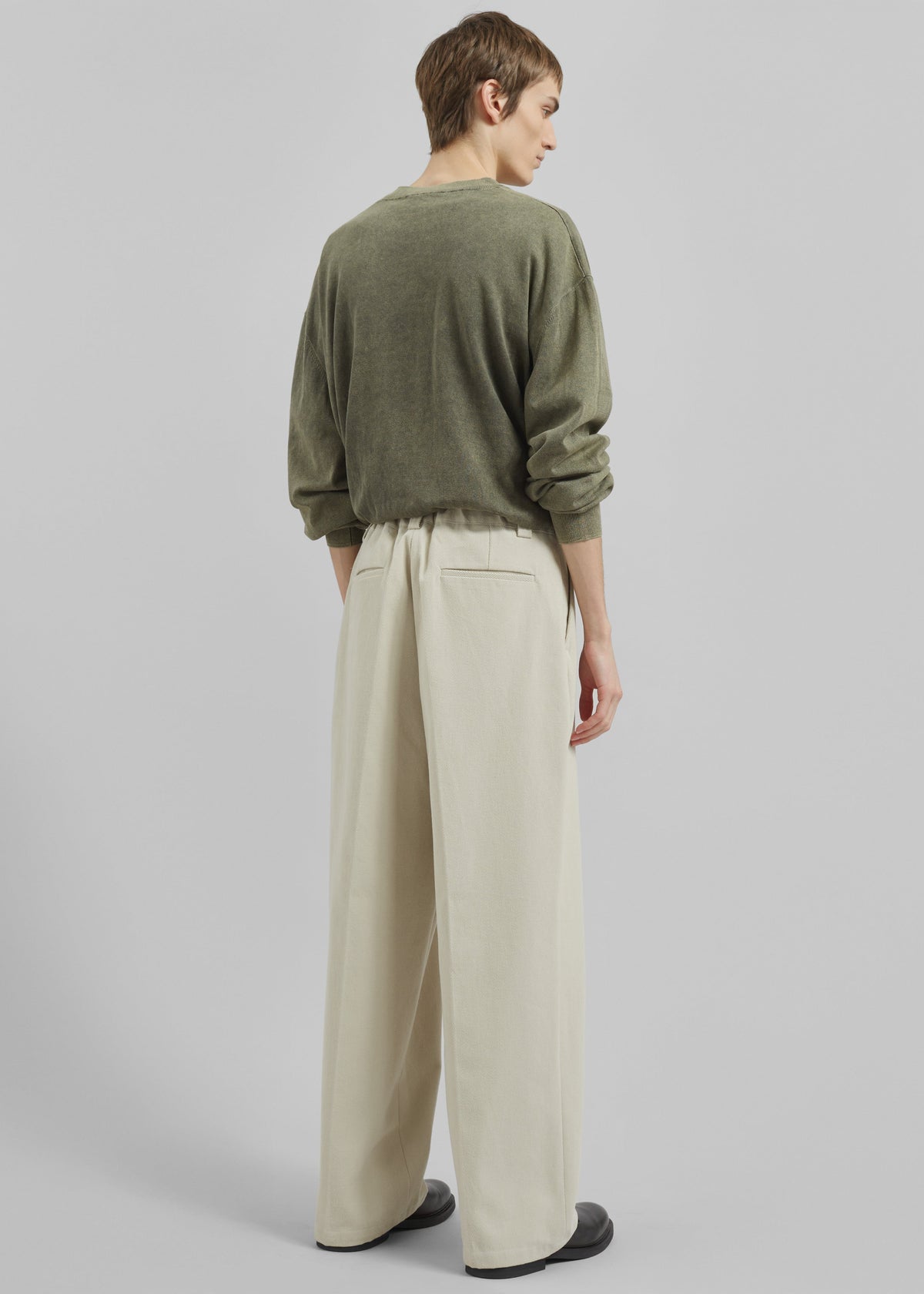 Borken Pleated Twill Pants - Ivory - 9