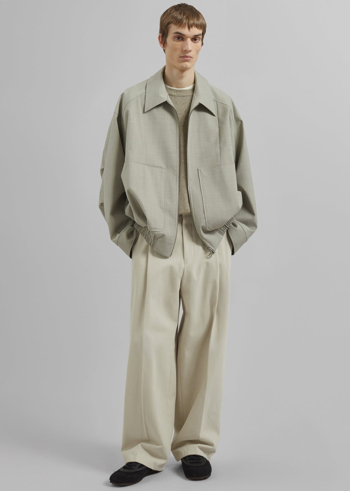 Borken Pleated Twill Pants - Ivory - 7