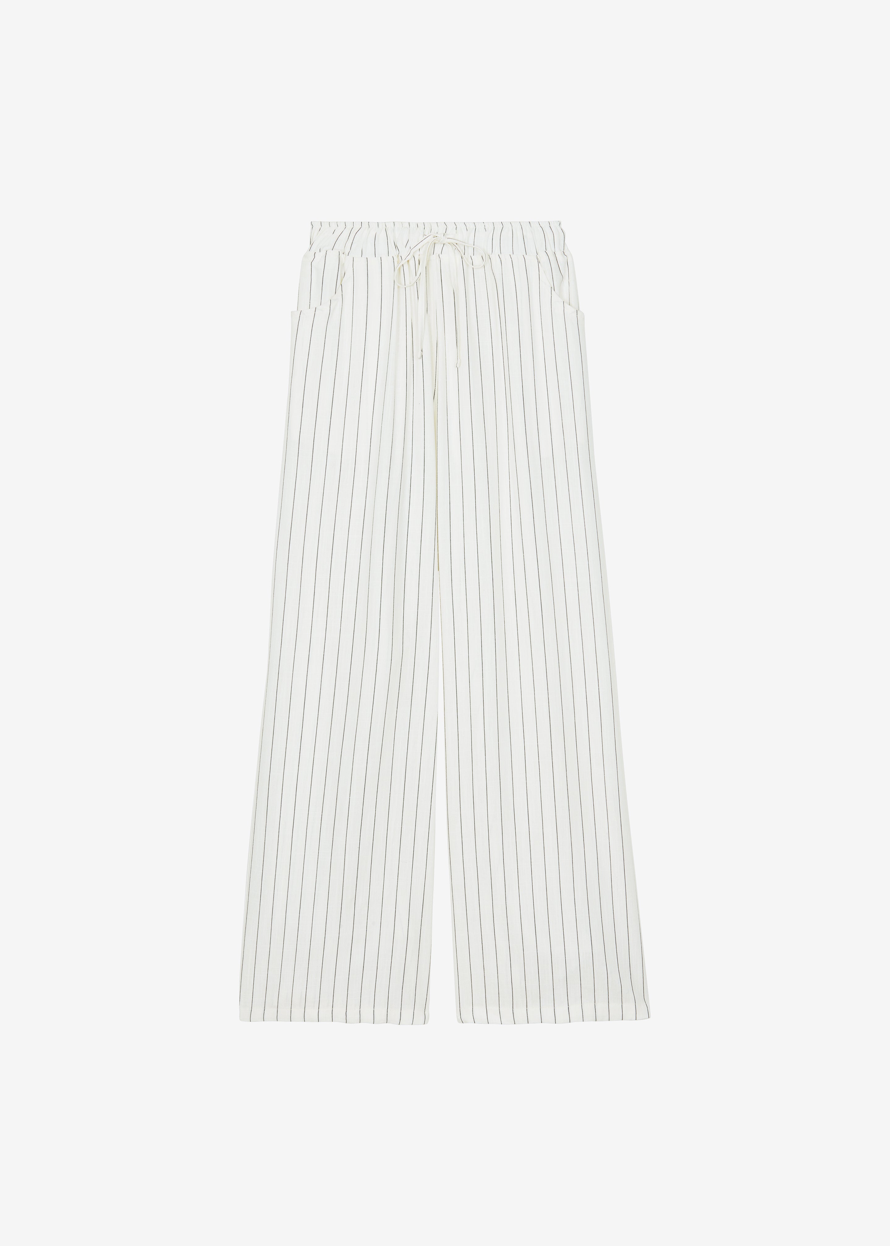 Branton Drawstring Pants - White/Black Pinstripe - 13