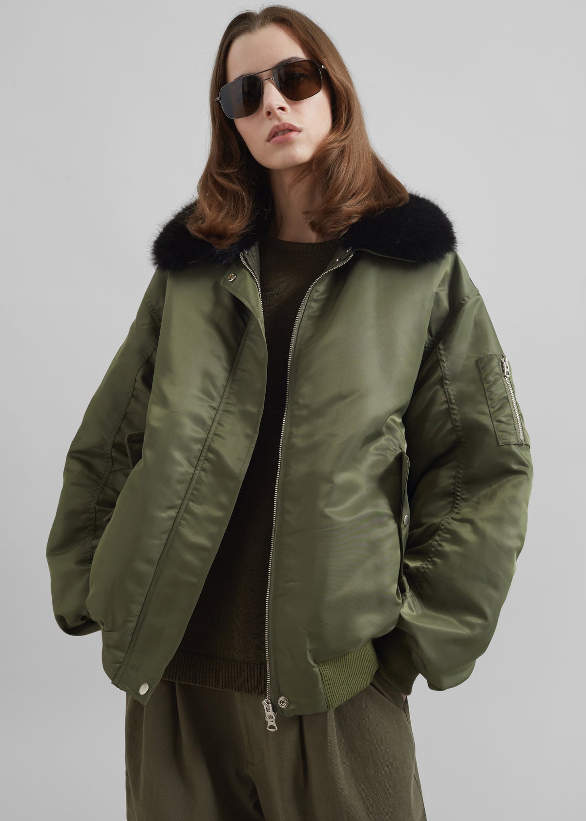Brecon Padded Bomber Jacket - Olive - 2