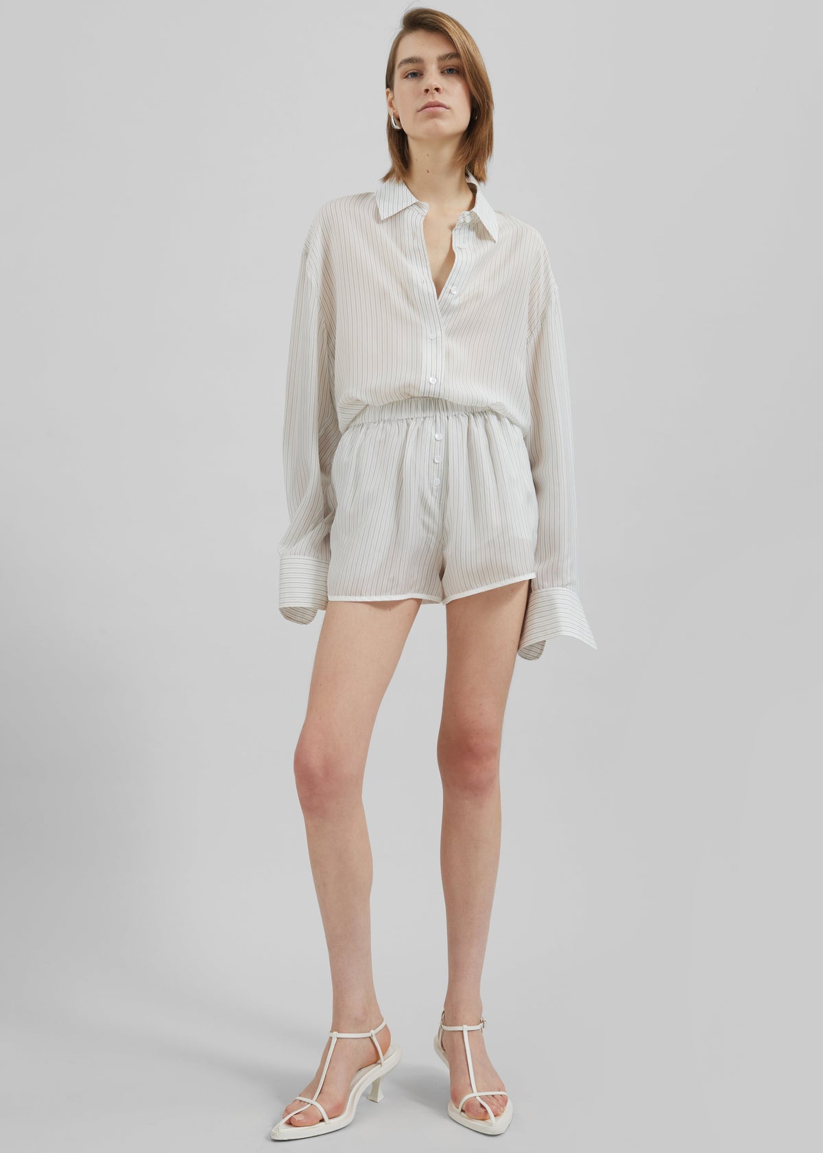 Brenna Double Striped Shorts - White/Black Stripe - 4
