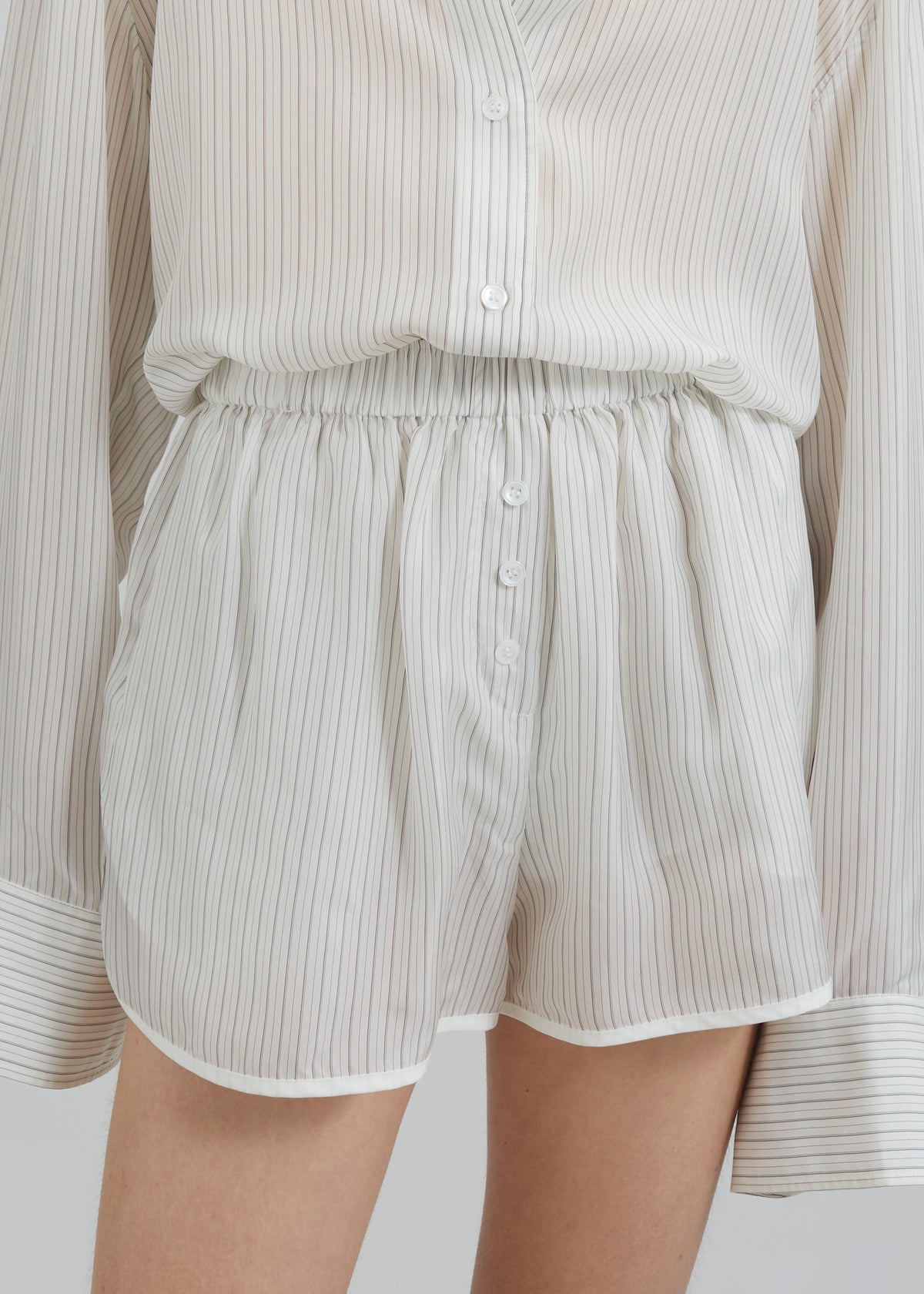 Brenna Double Striped Shorts - White/Black Stripe - 3