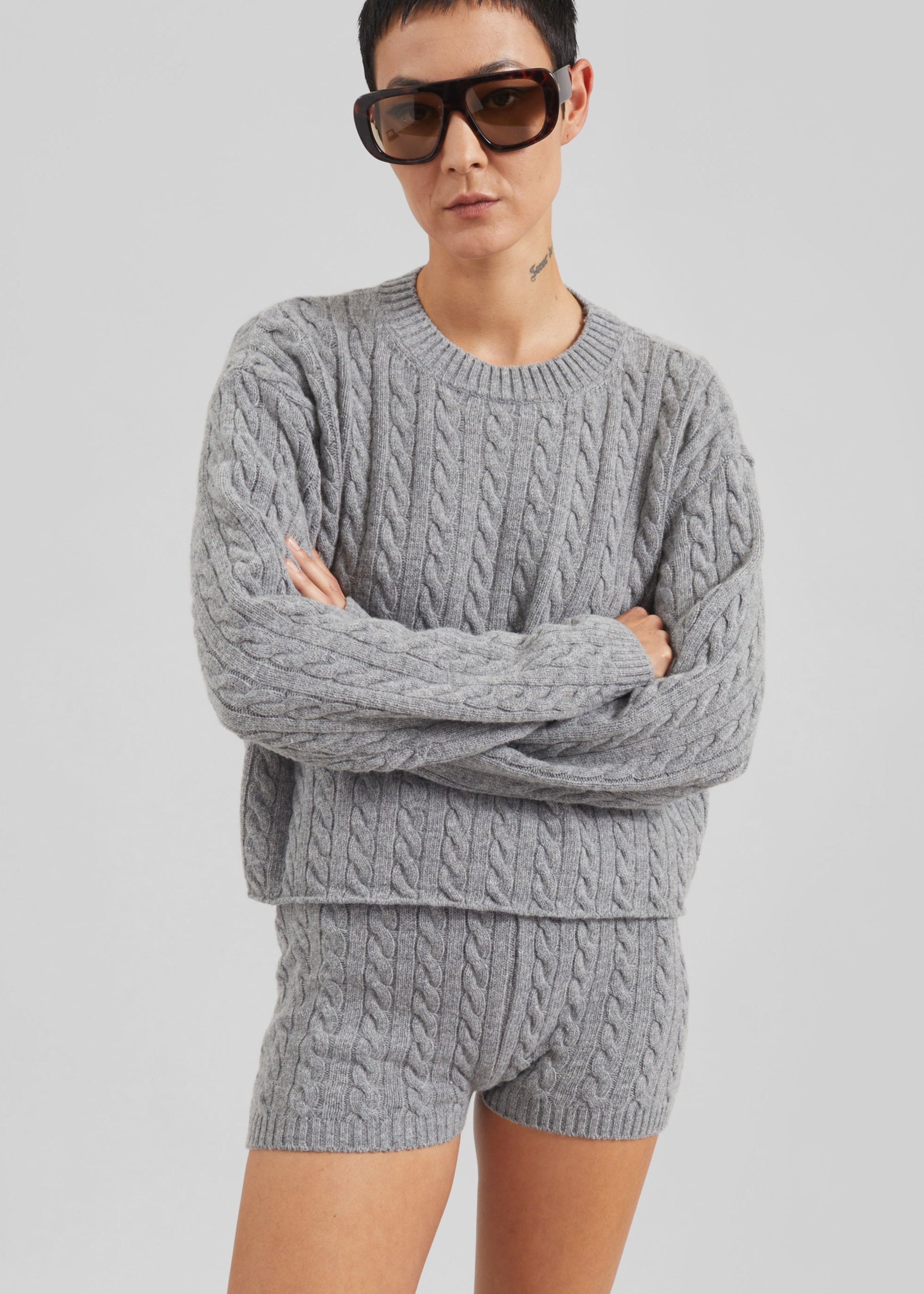 Brisbane Knit Mini Shorts - Grey - 5