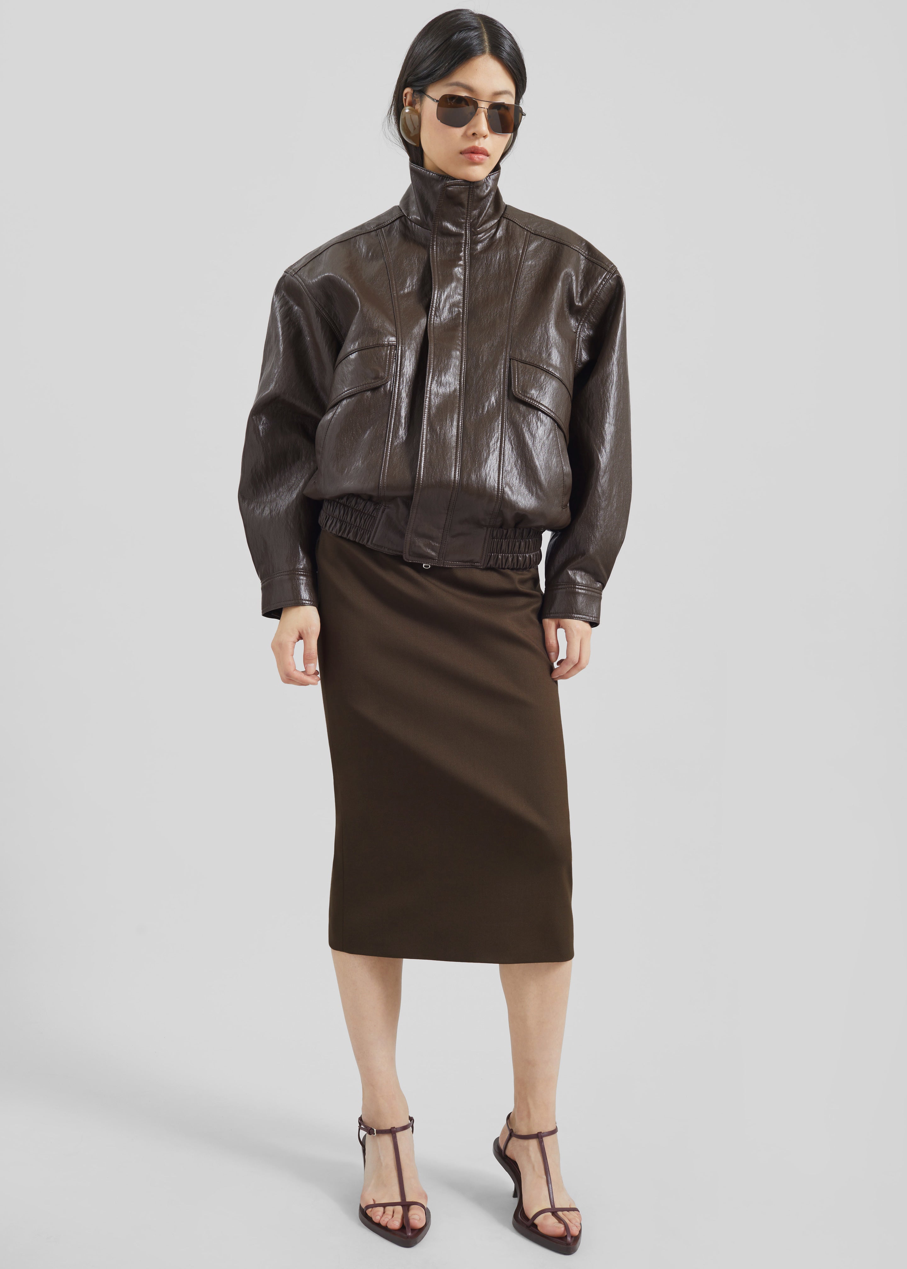 Burland Faux Leather Jacket - Brown - 9