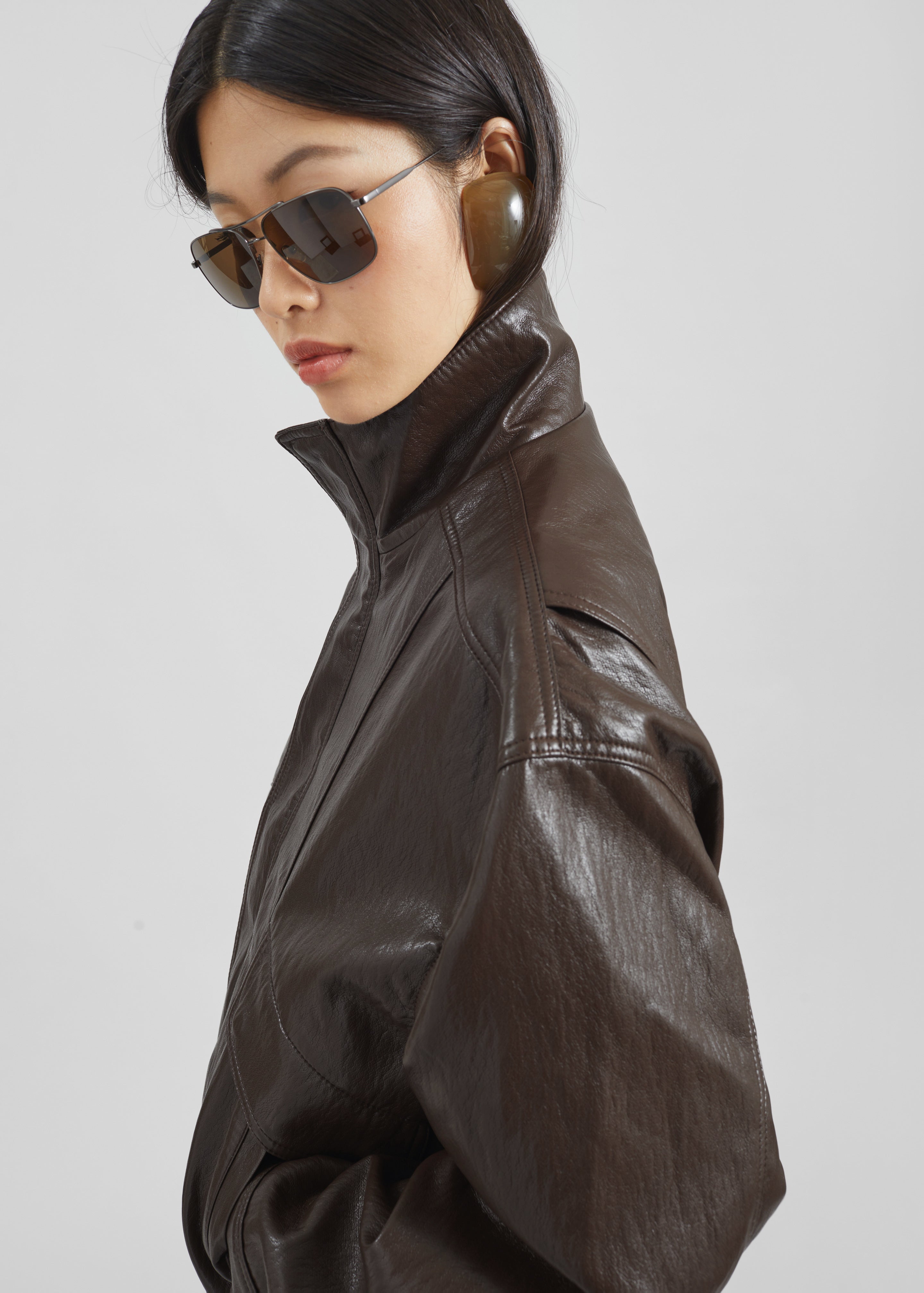 Burland Faux Leather Jacket - Brown - 10