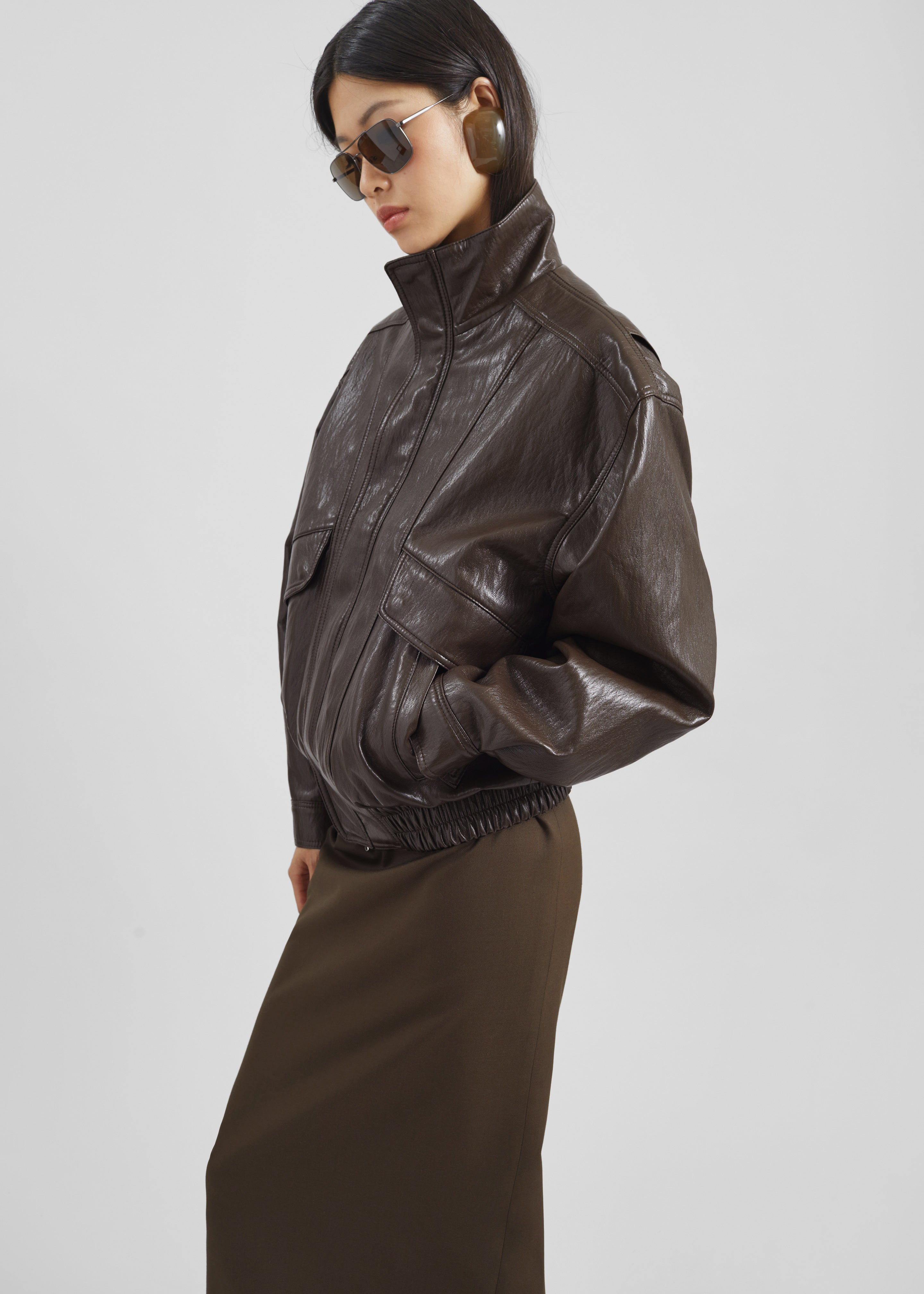 Burland Faux Leather Jacket - Brown - 8