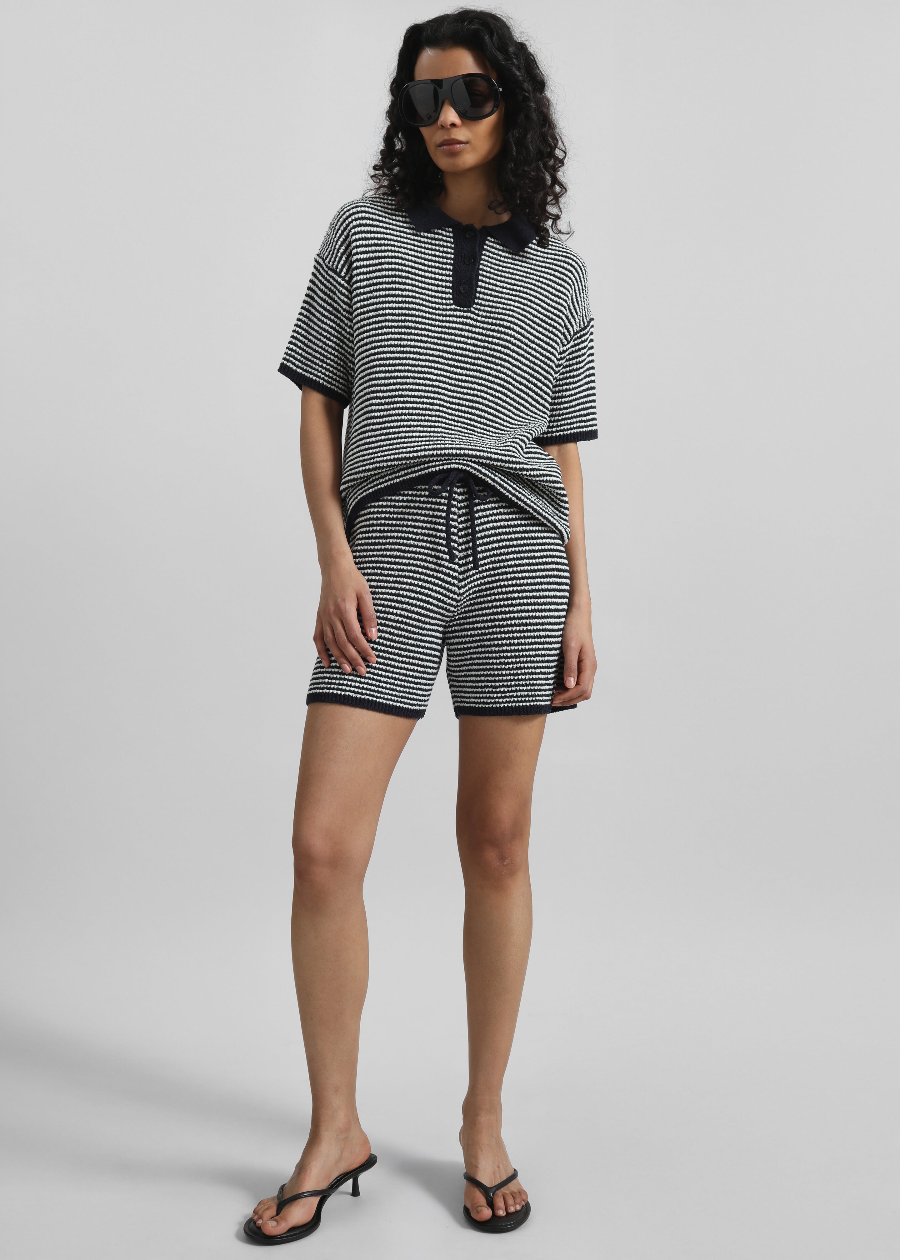 Bynea Knit Polo - Navy/White Stripe - 4