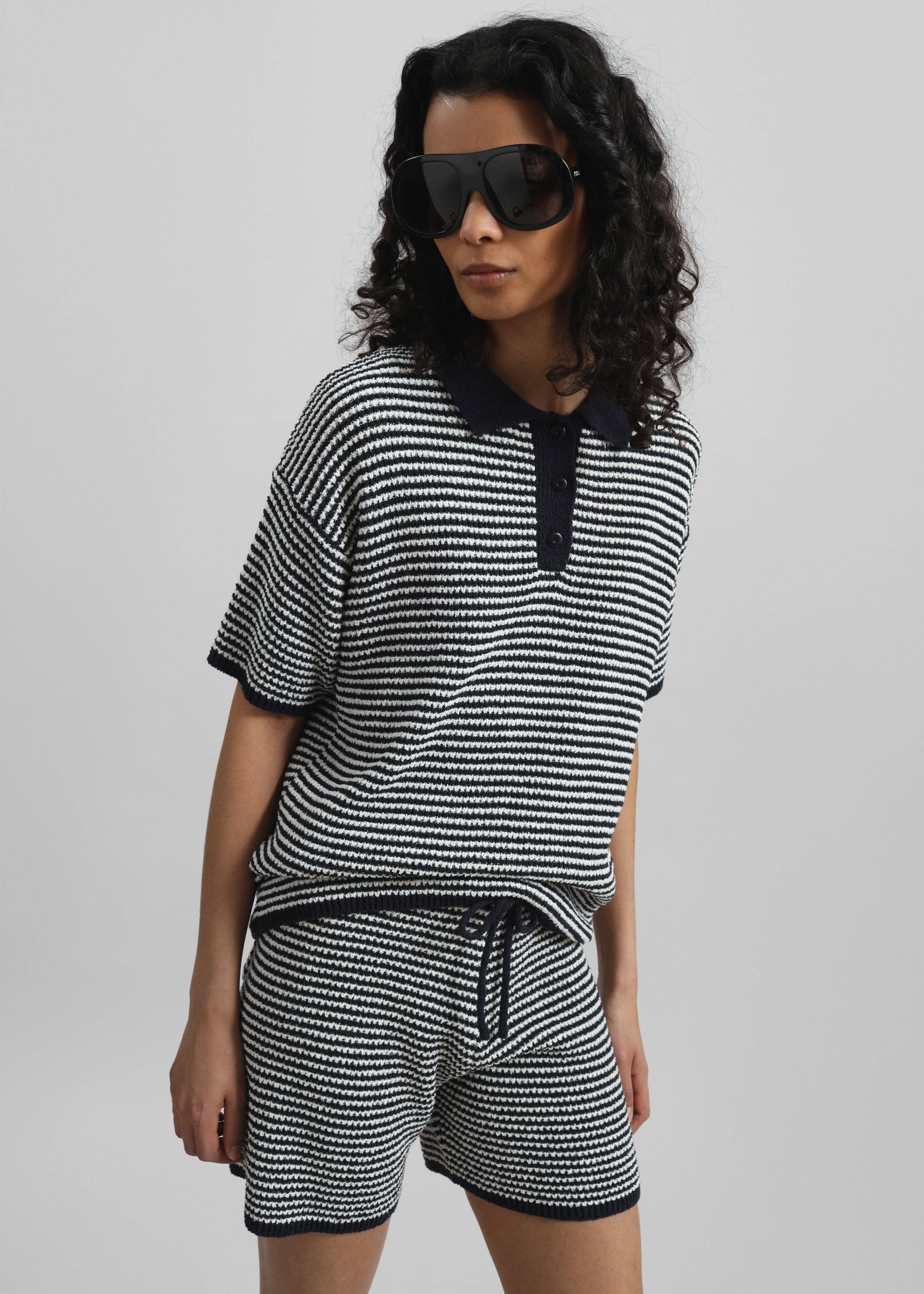 Bynea Knit Polo - Navy/White Stripe - 5