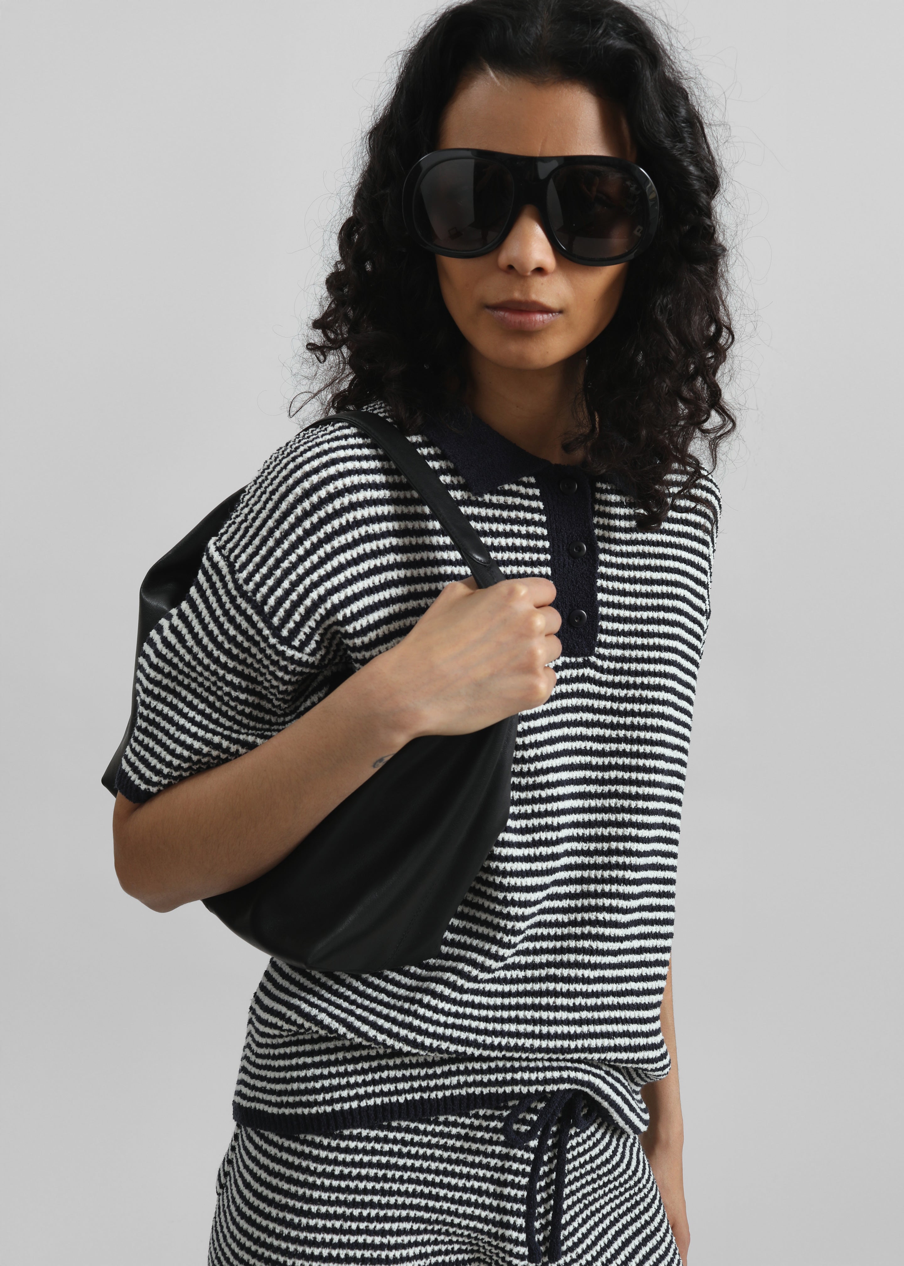 Bynea Knit Polo - Navy/White Stripe - 2