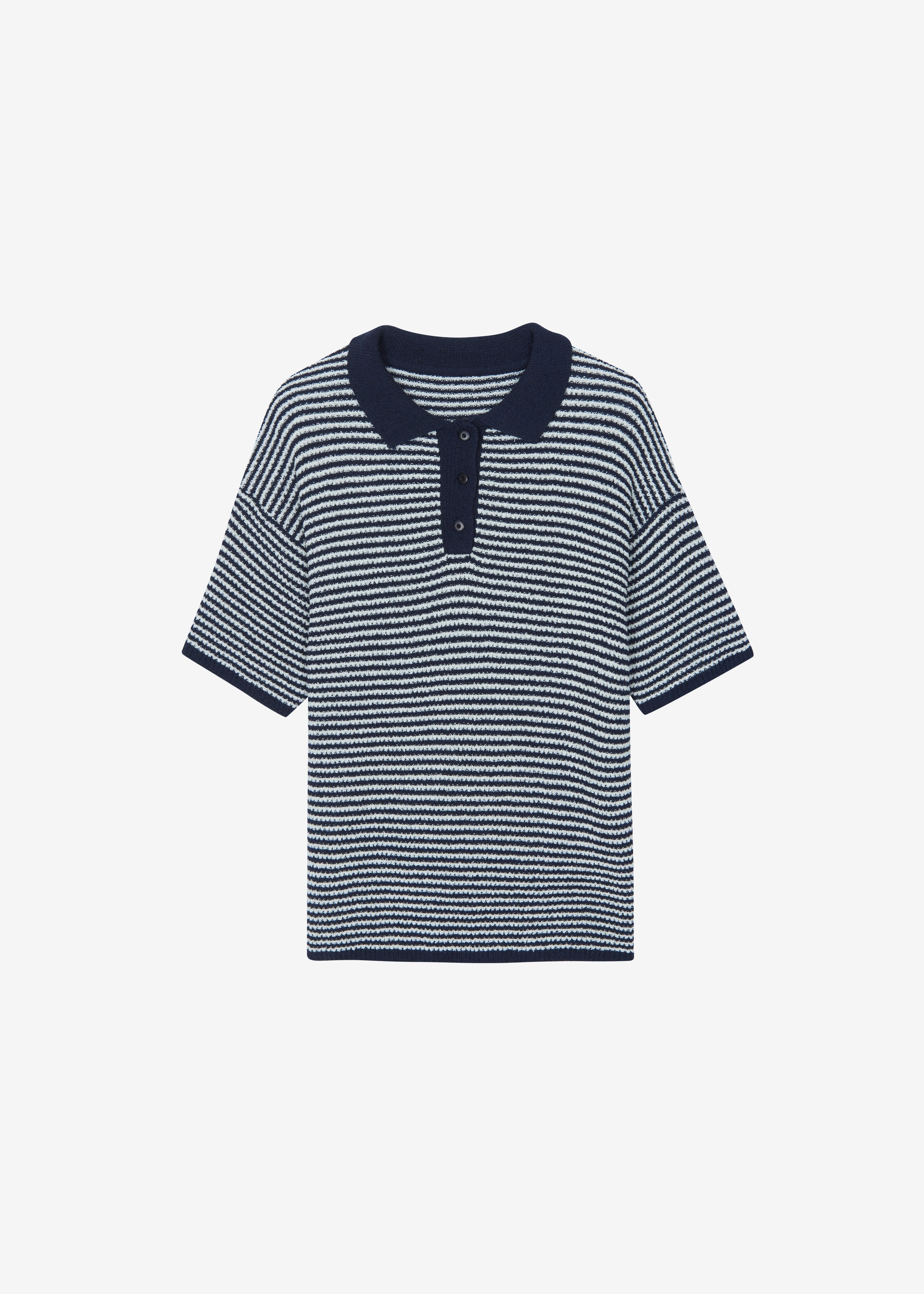 Bynea Knit Polo - Navy/White Stripe - 7