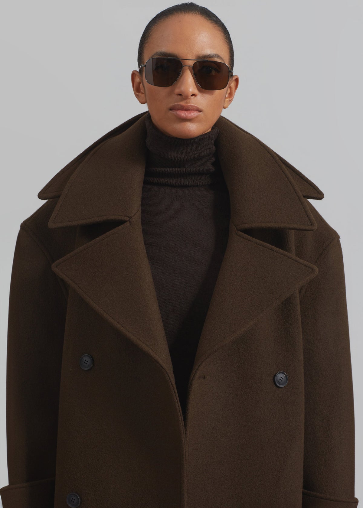 Calbourne Oversized Wool Coat - Brown - 4