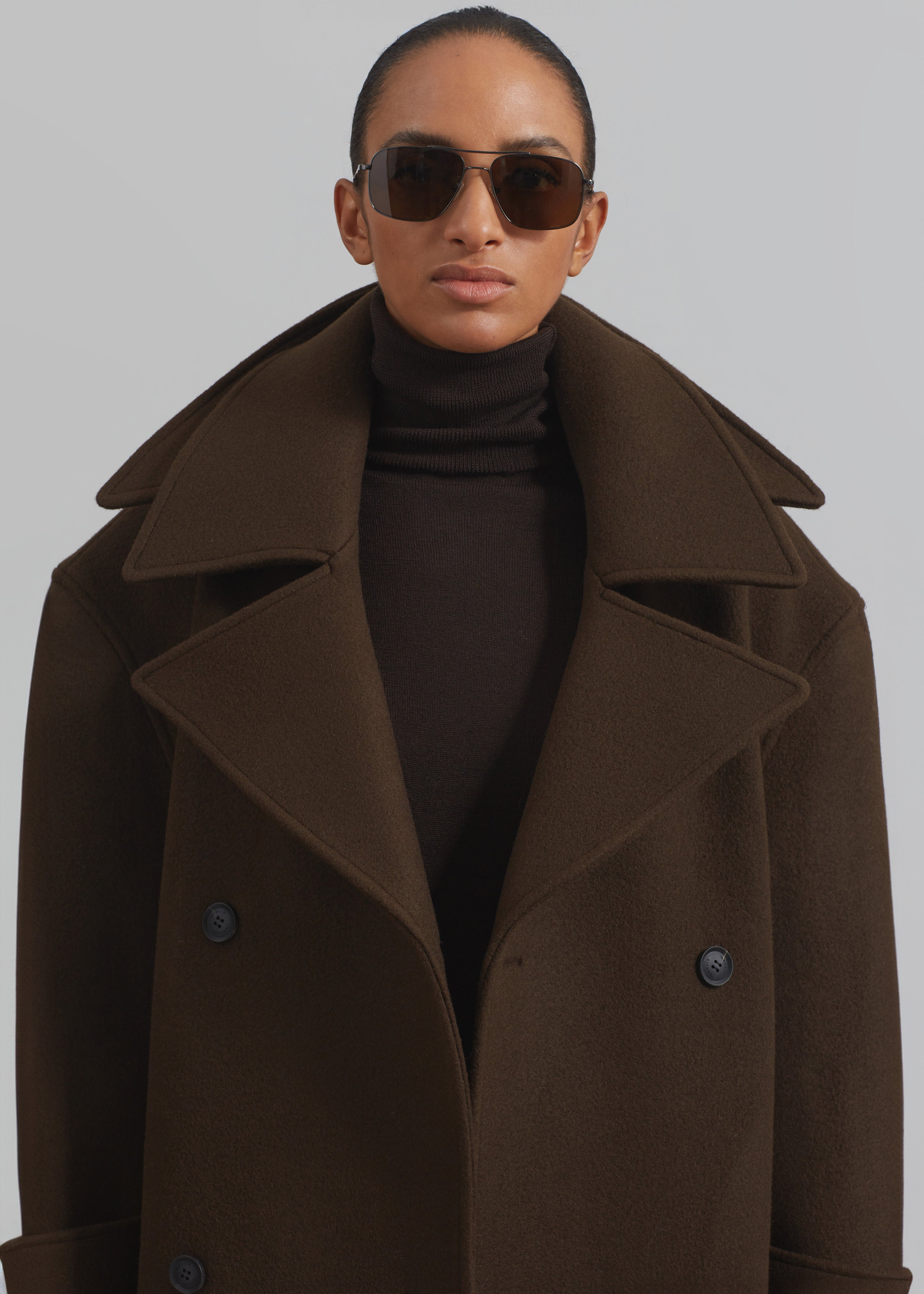 Calbourne Oversized Wool Coat - Brown - 4