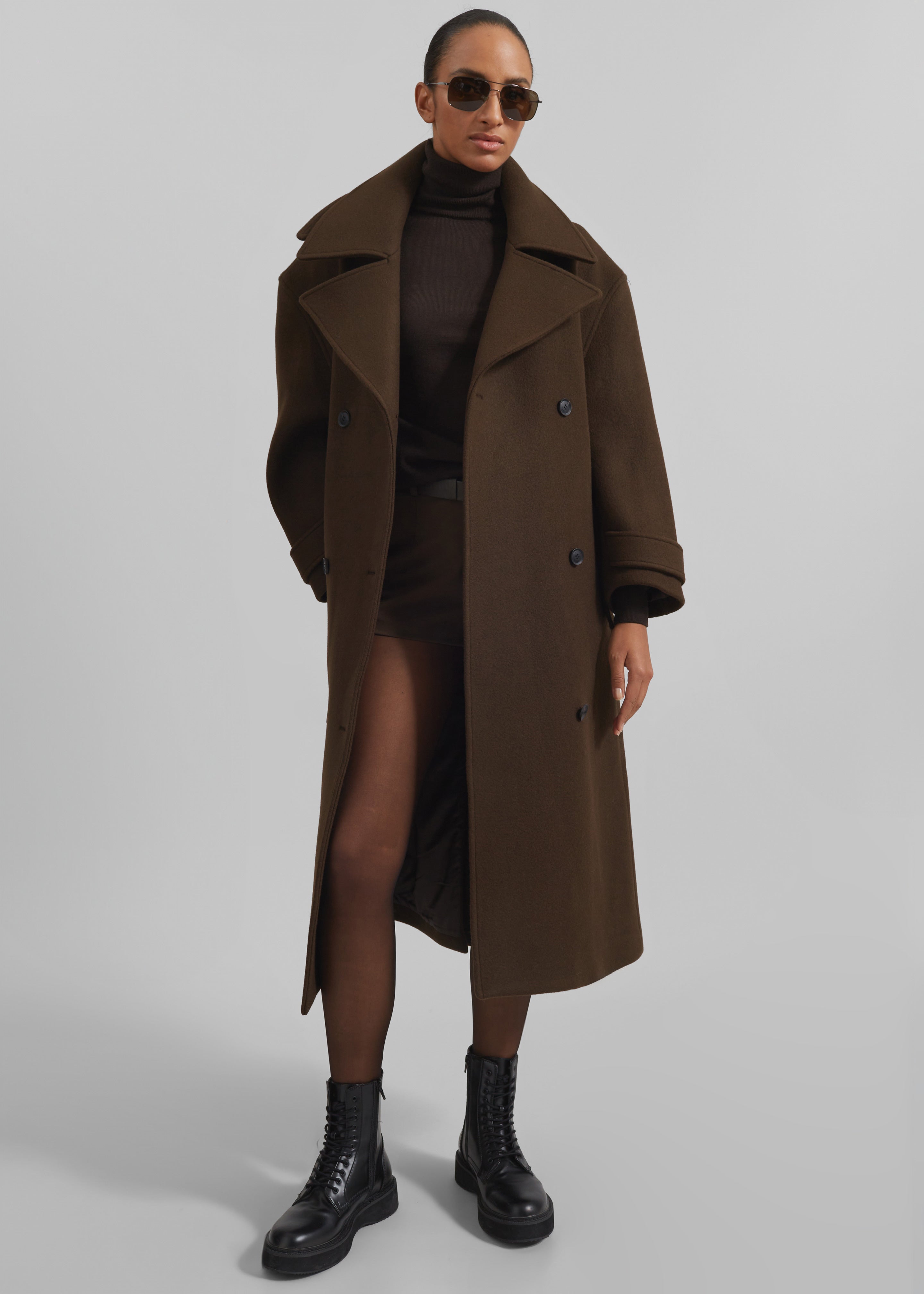 Calbourne Oversized Wool Coat - Brown - 3