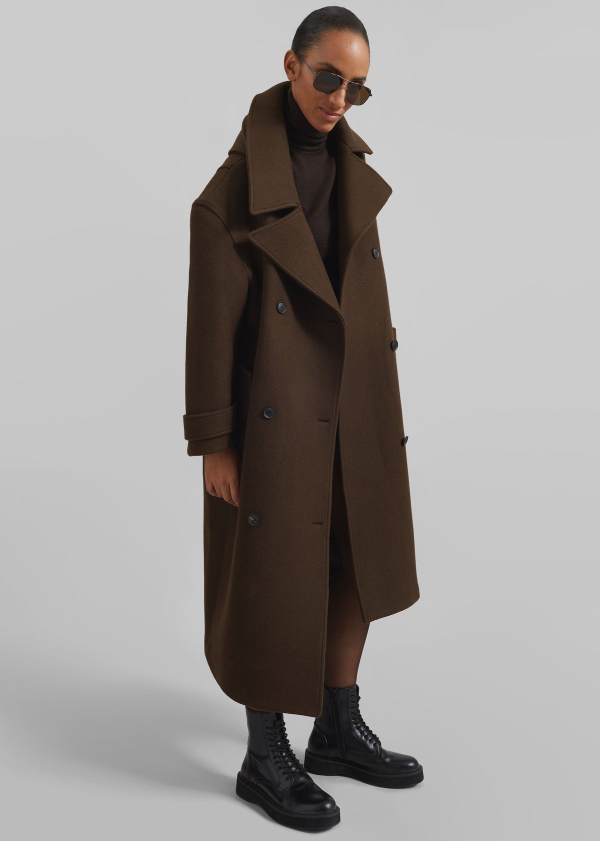 Calbourne Oversized Wool Coat - Brown - 5