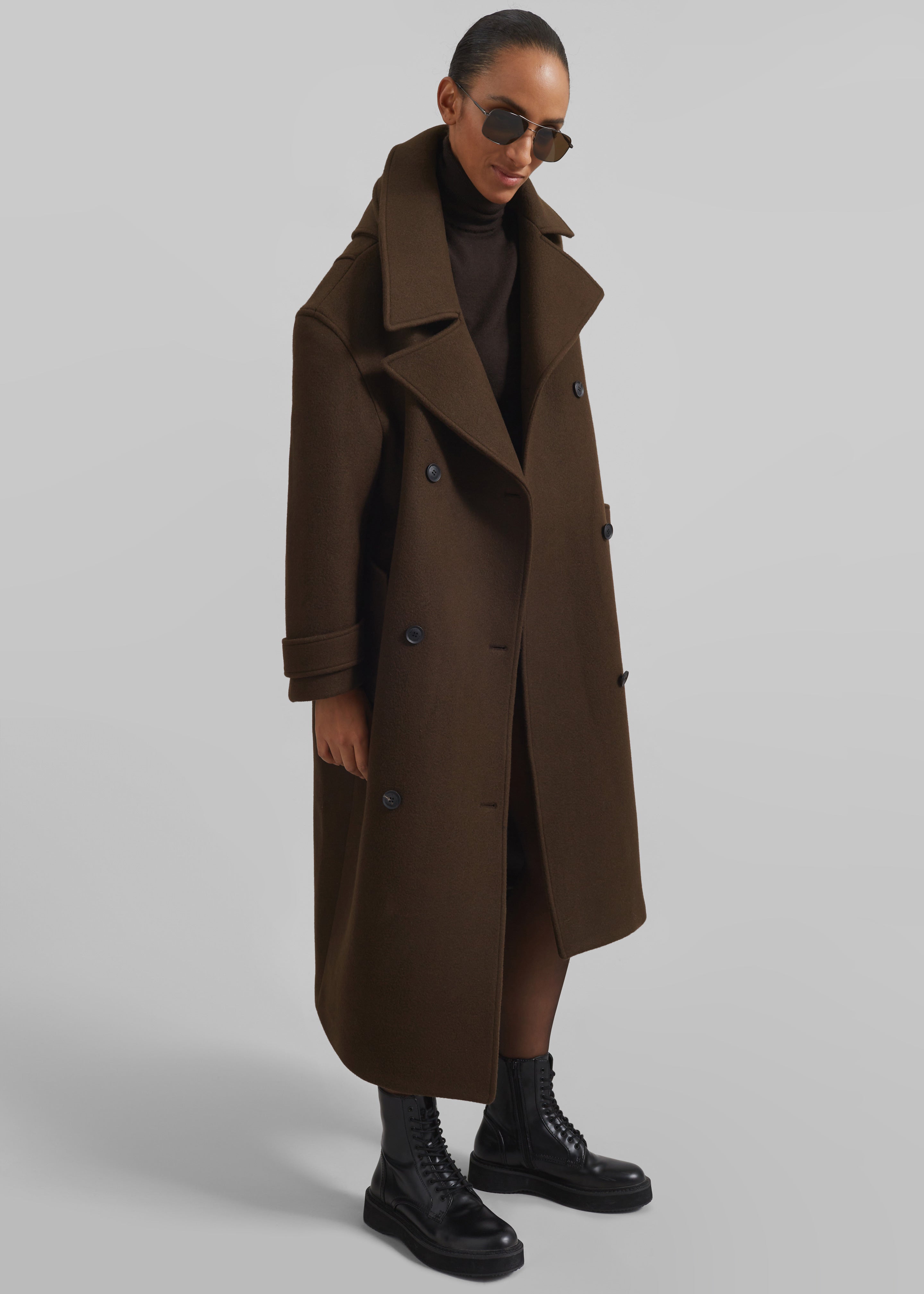 Calbourne Oversized Wool Coat - Brown - 5
