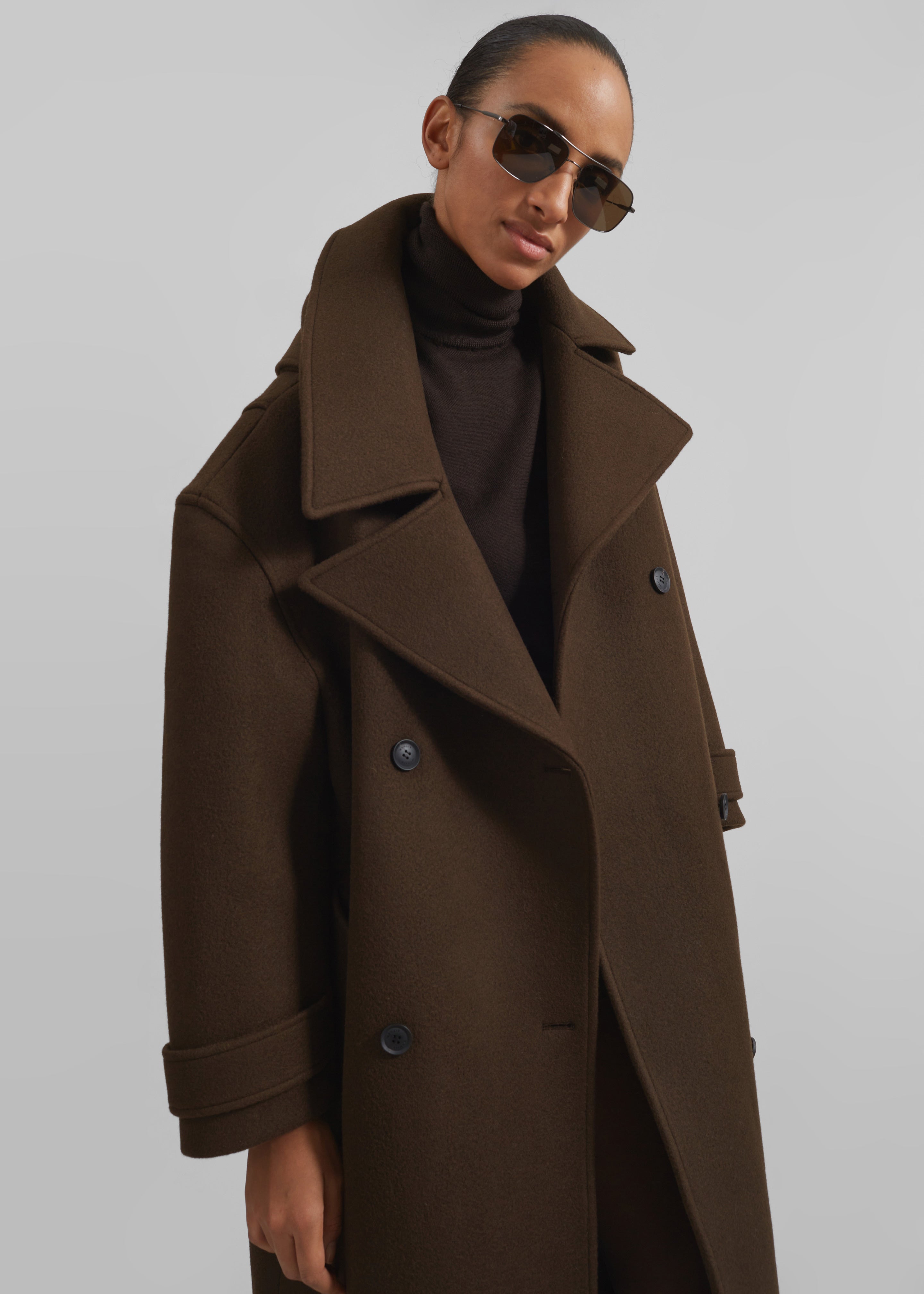 Calbourne Oversized Wool Coat - Brown - 6