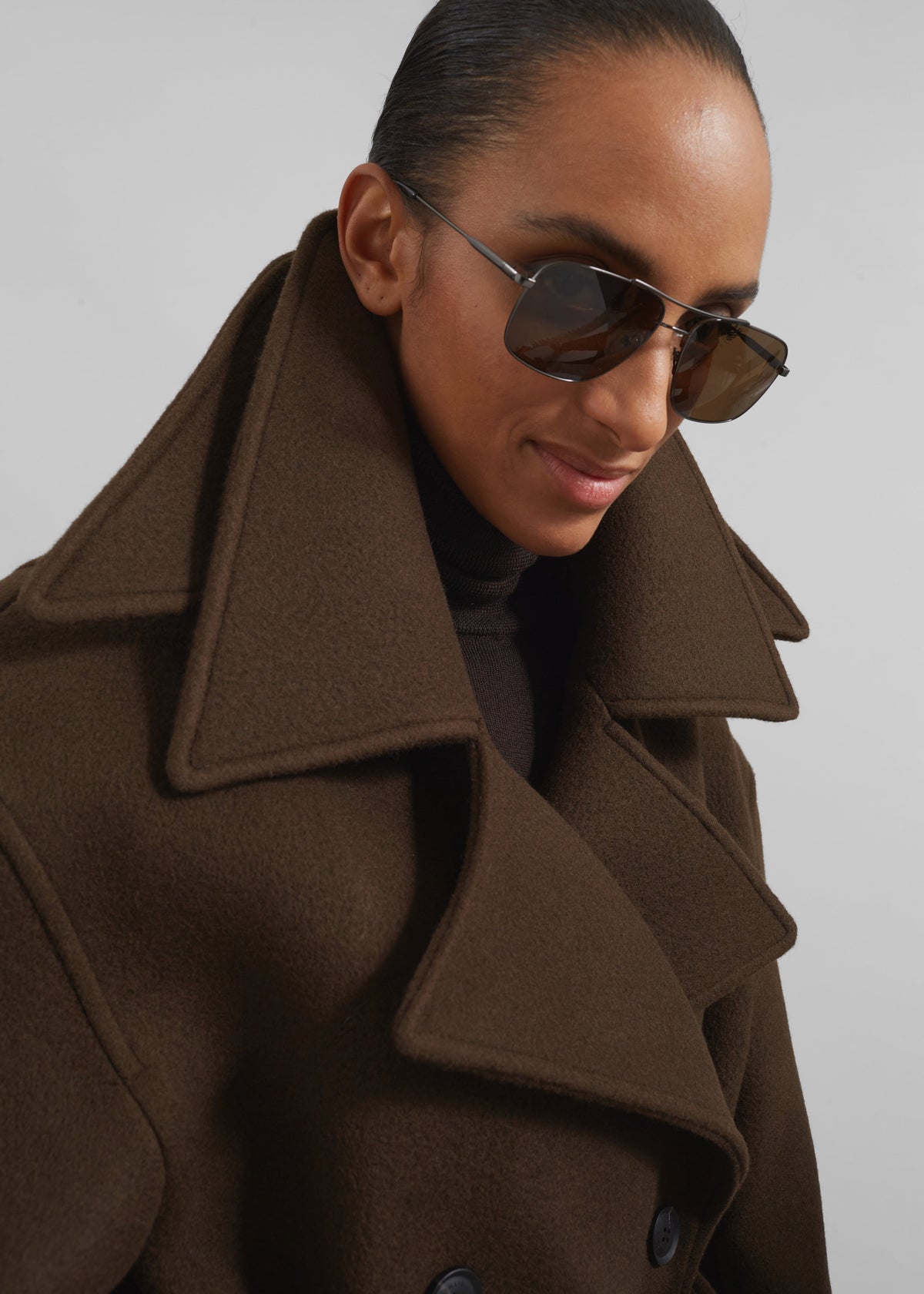 Calbourne Oversized Wool Coat - Brown - 2