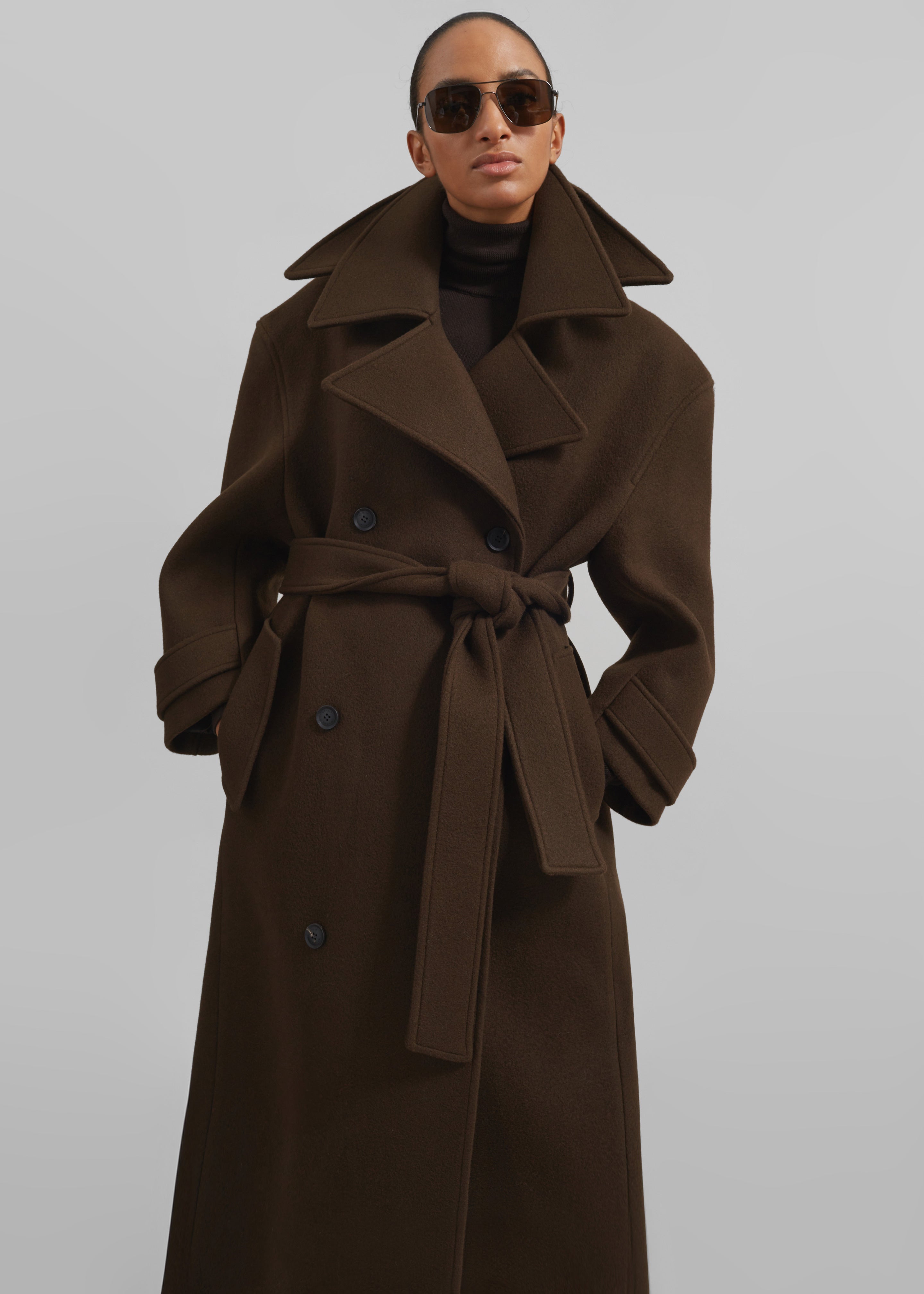 Calbourne Oversized Wool Coat - Brown - 7