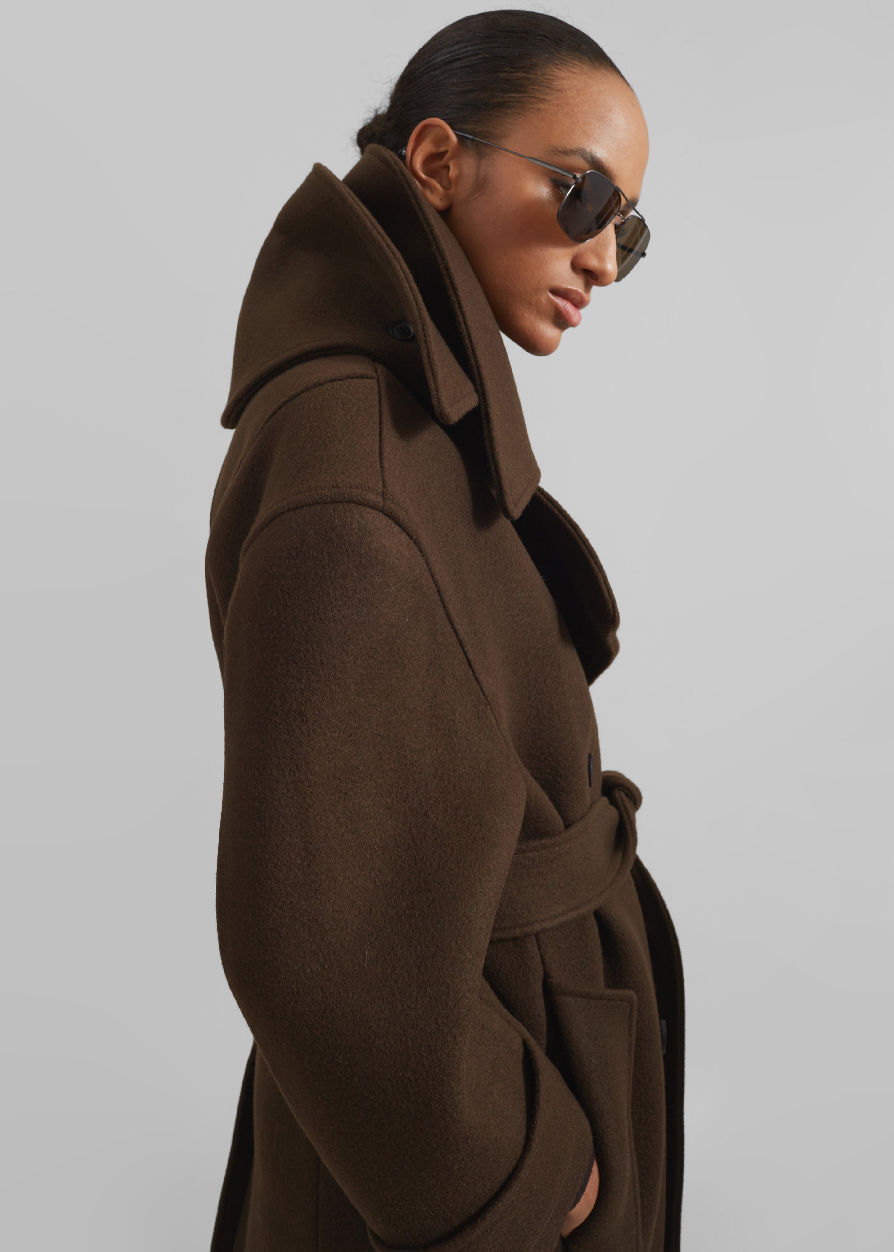 Calbourne Oversized Wool Coat - Brown - 8