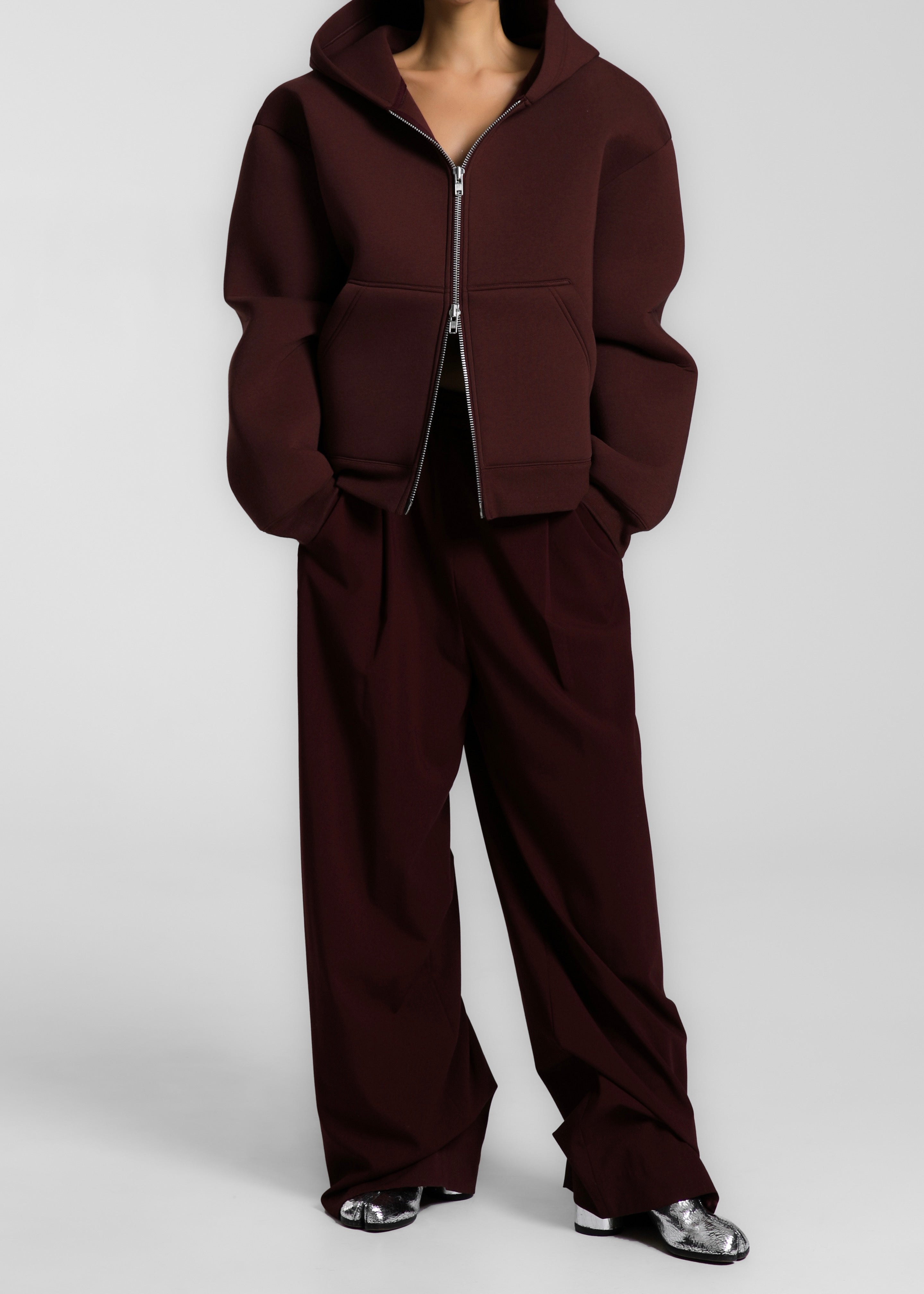 Calder Neoprene Zip-Up Hoodie - Burgundy - 11