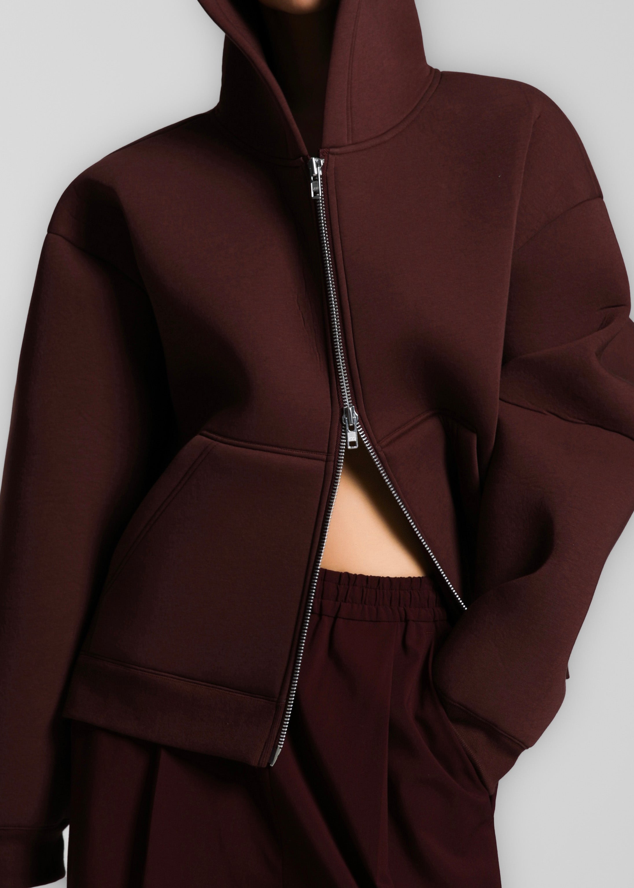 Calder Neoprene Zip-Up Hoodie - Burgundy - 10