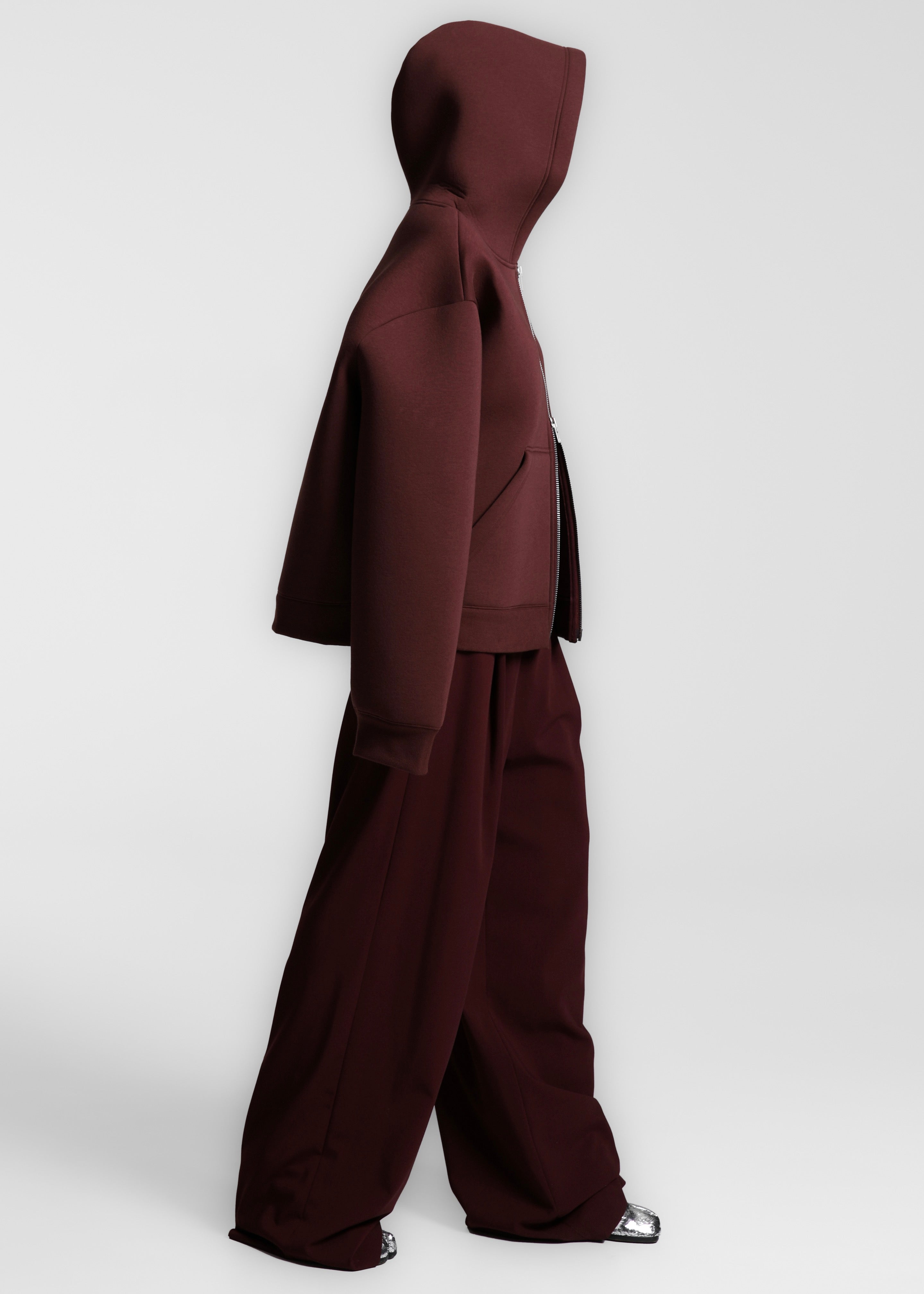 Calder Neoprene Zip-Up Hoodie - Burgundy - 13