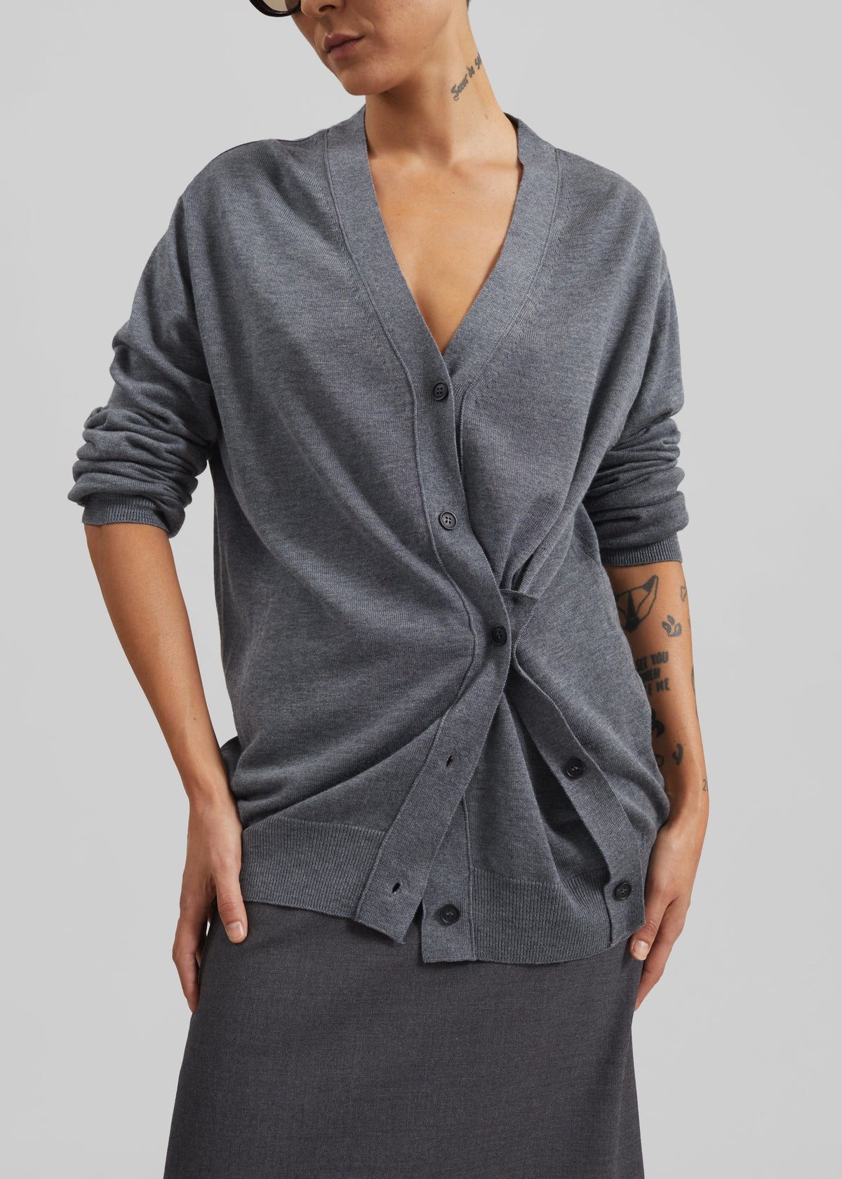 Calvane Two-Way Cardigan - Grey - 6