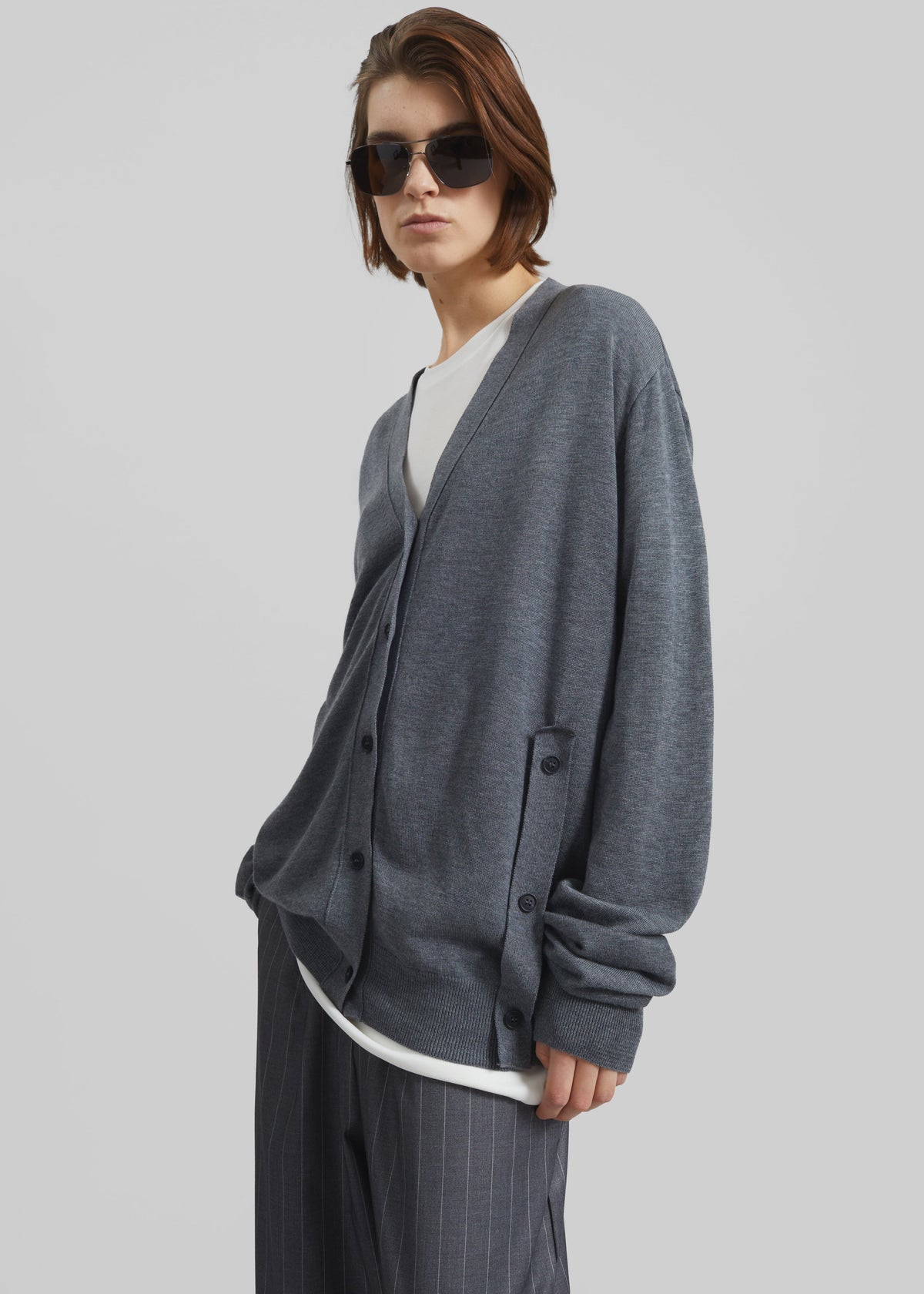 Calvane Two-Way Cardigan - Grey - 5