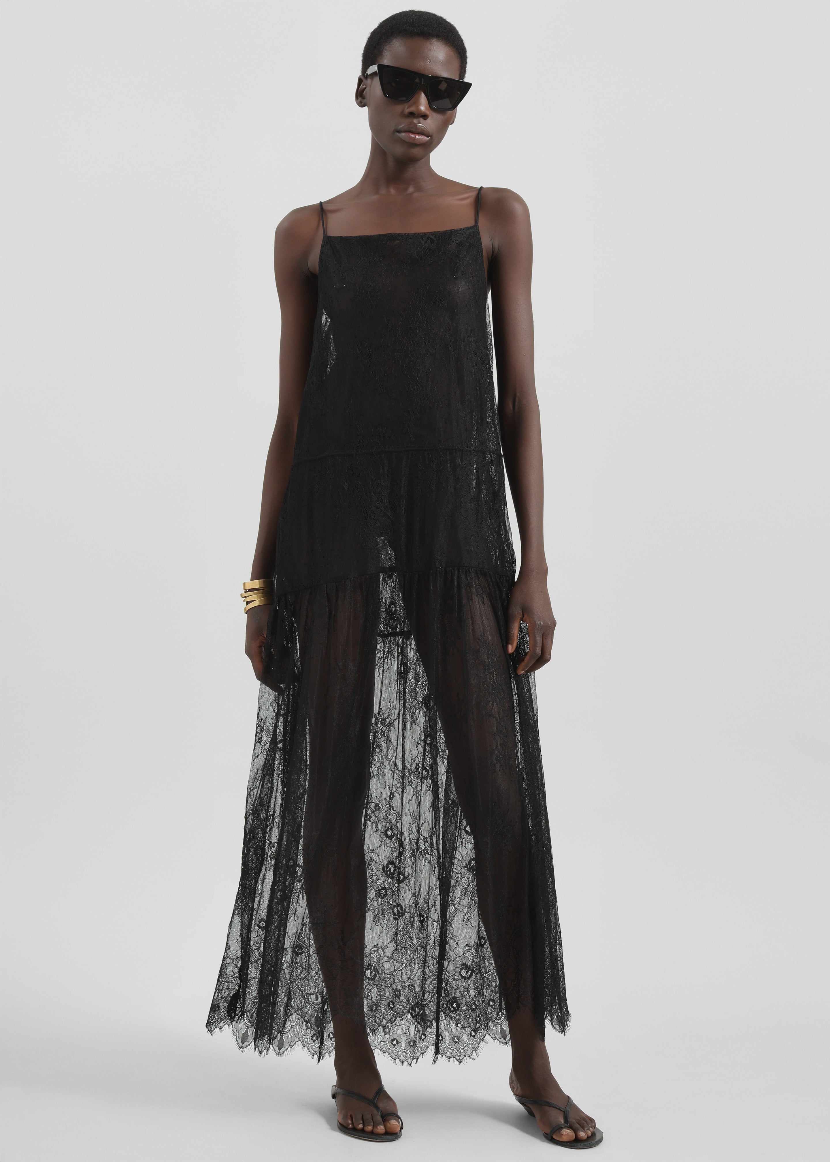 Calvi Maxi Lace Dress - Black - 1
