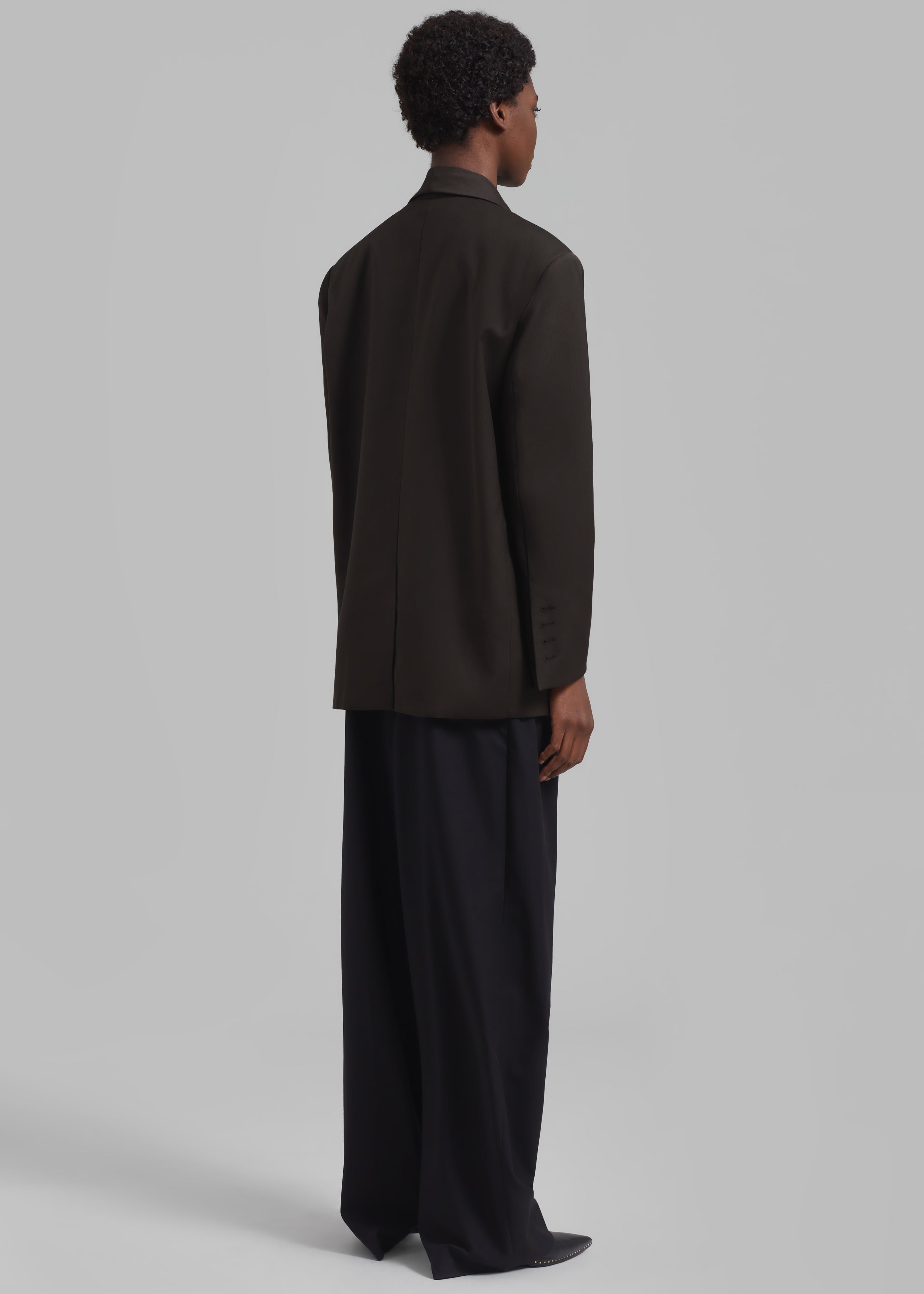 Carey Round Collar Blazer - Brown - 8