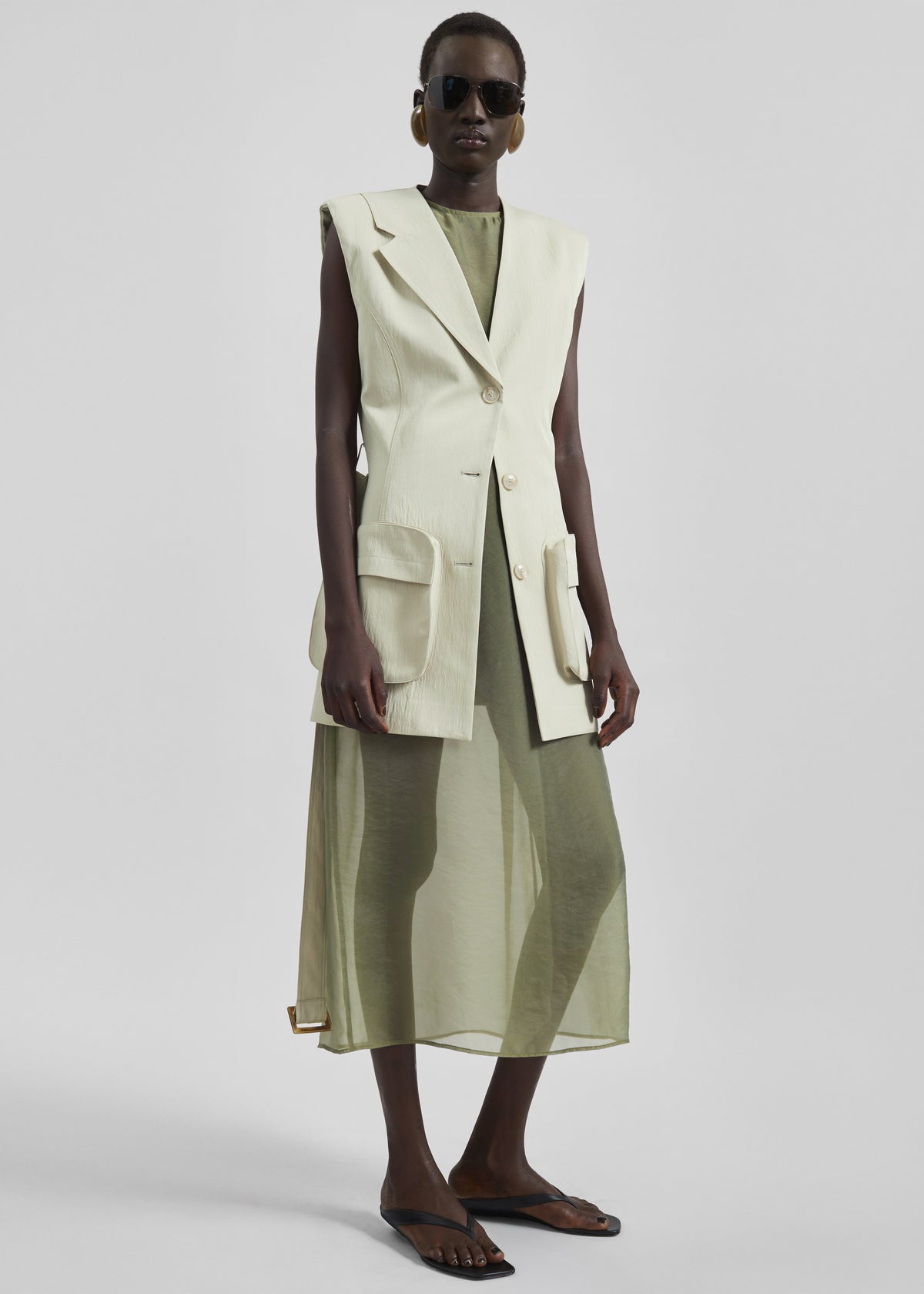 Carral Belted Vest - Pale Green - 9