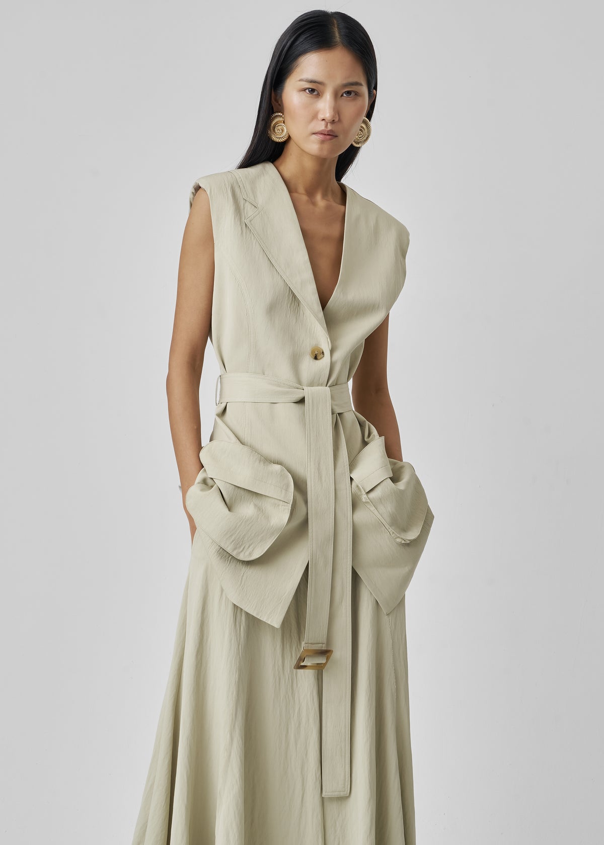 Carral Belted Vest - Pale Green - 10