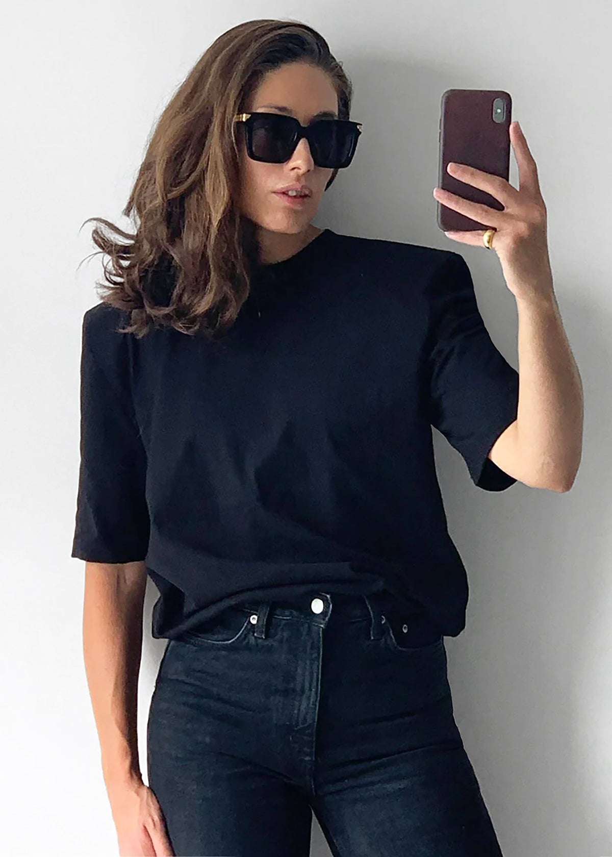 Carrington Padded Shoulder Tee - Black - 1