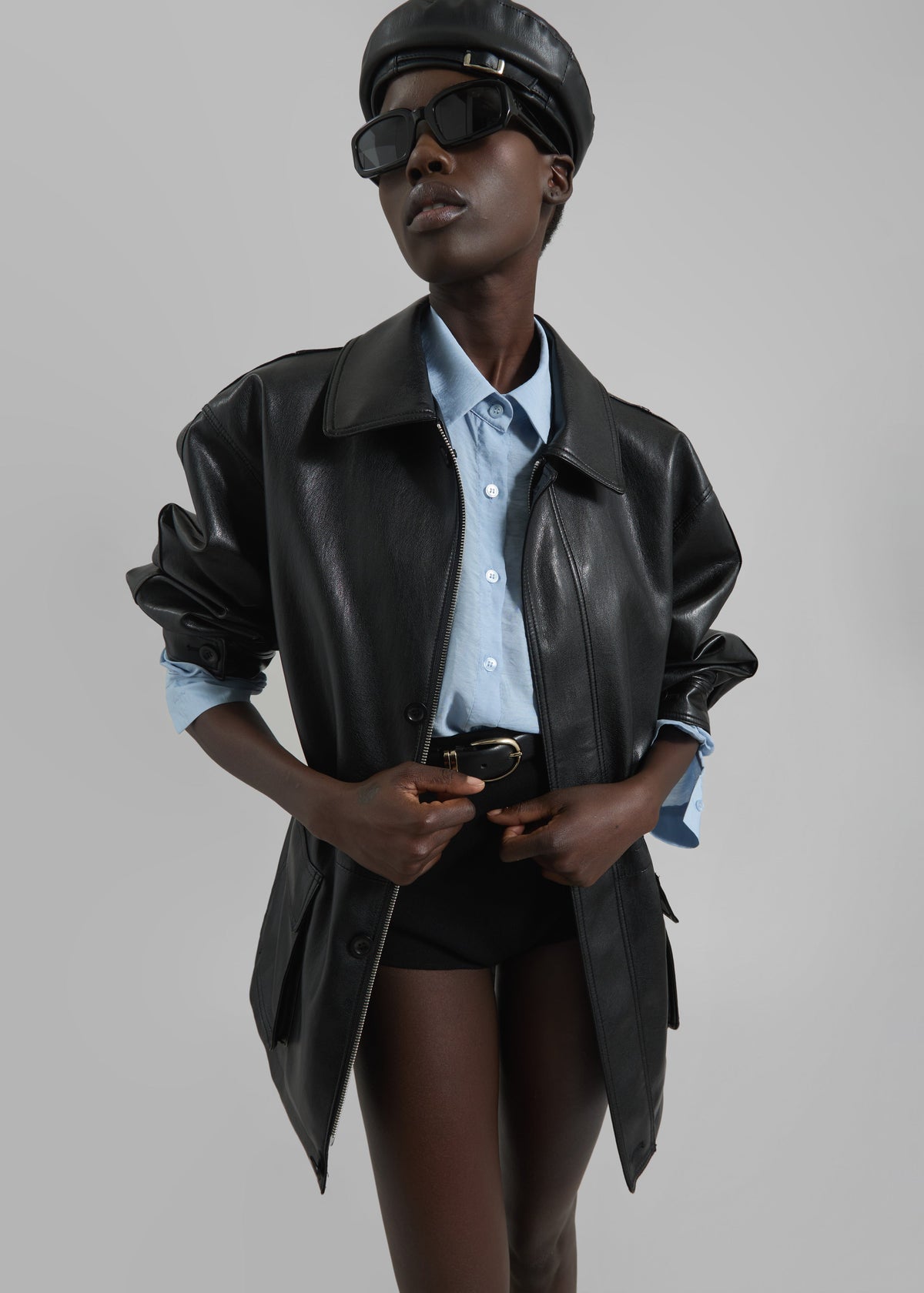 Cassel Faux Leather Jacket - Black - 3