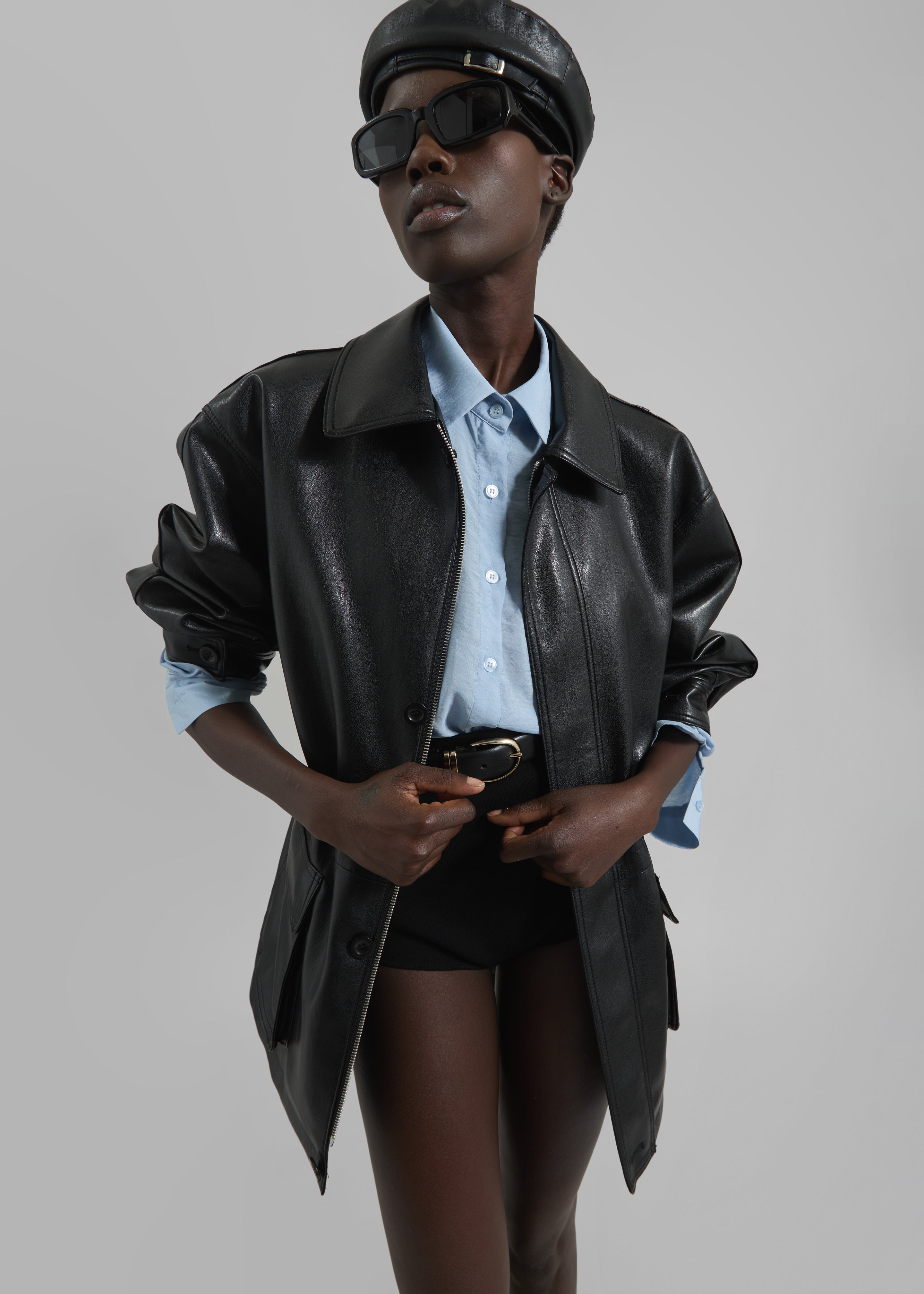 Cassel Faux Leather Jacket - Black - 3