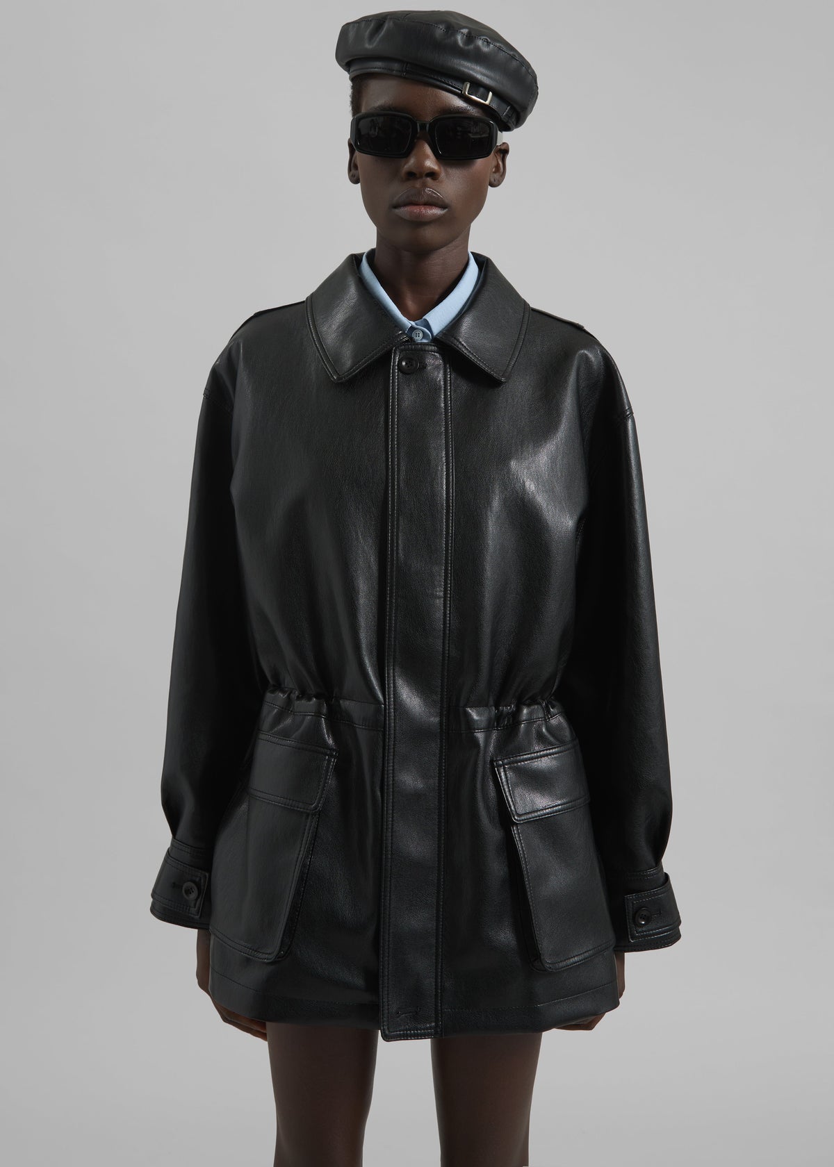 Cassel Faux Leather Jacket - Black - 4