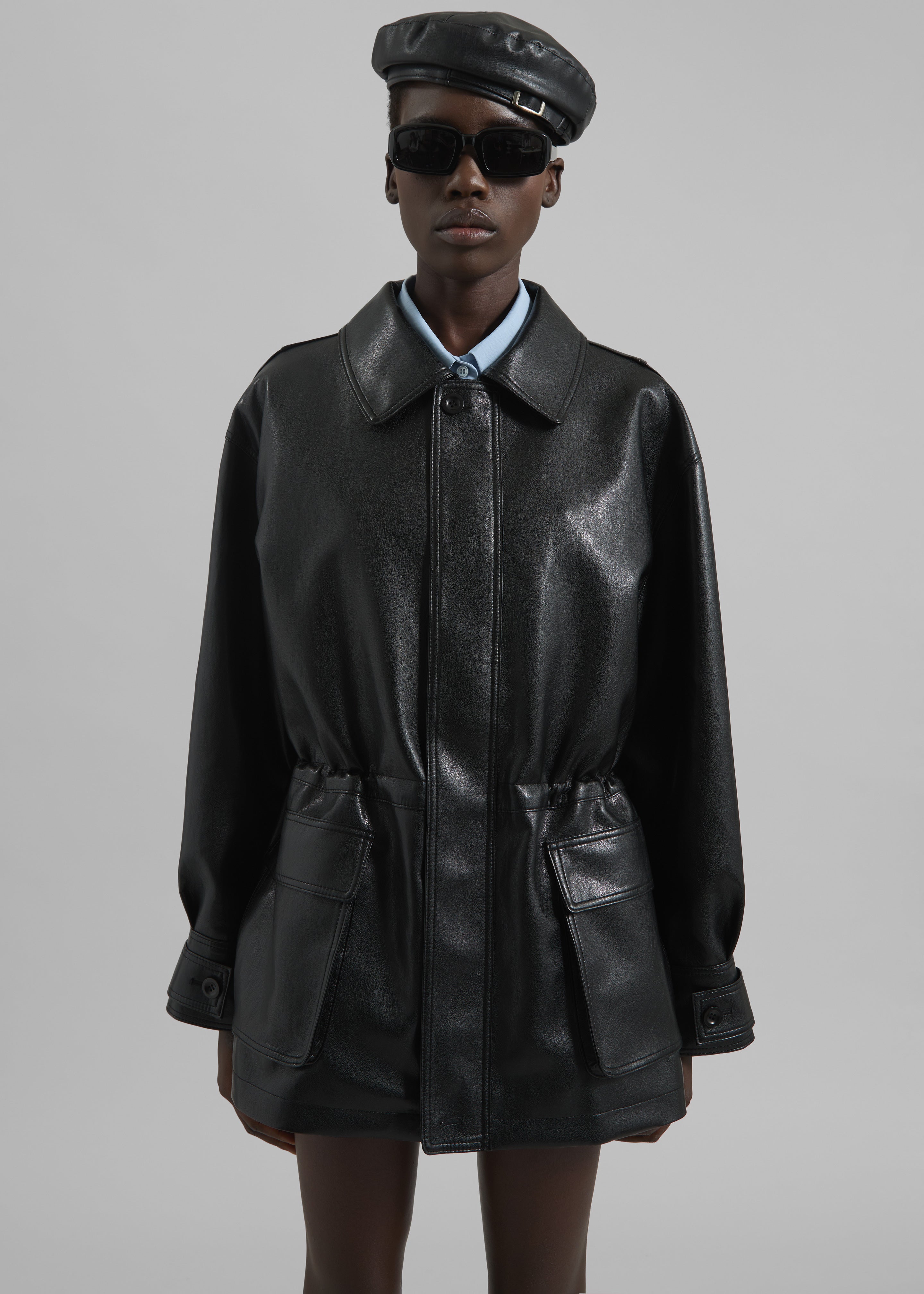 Cassel Faux Leather Jacket - Black - 4